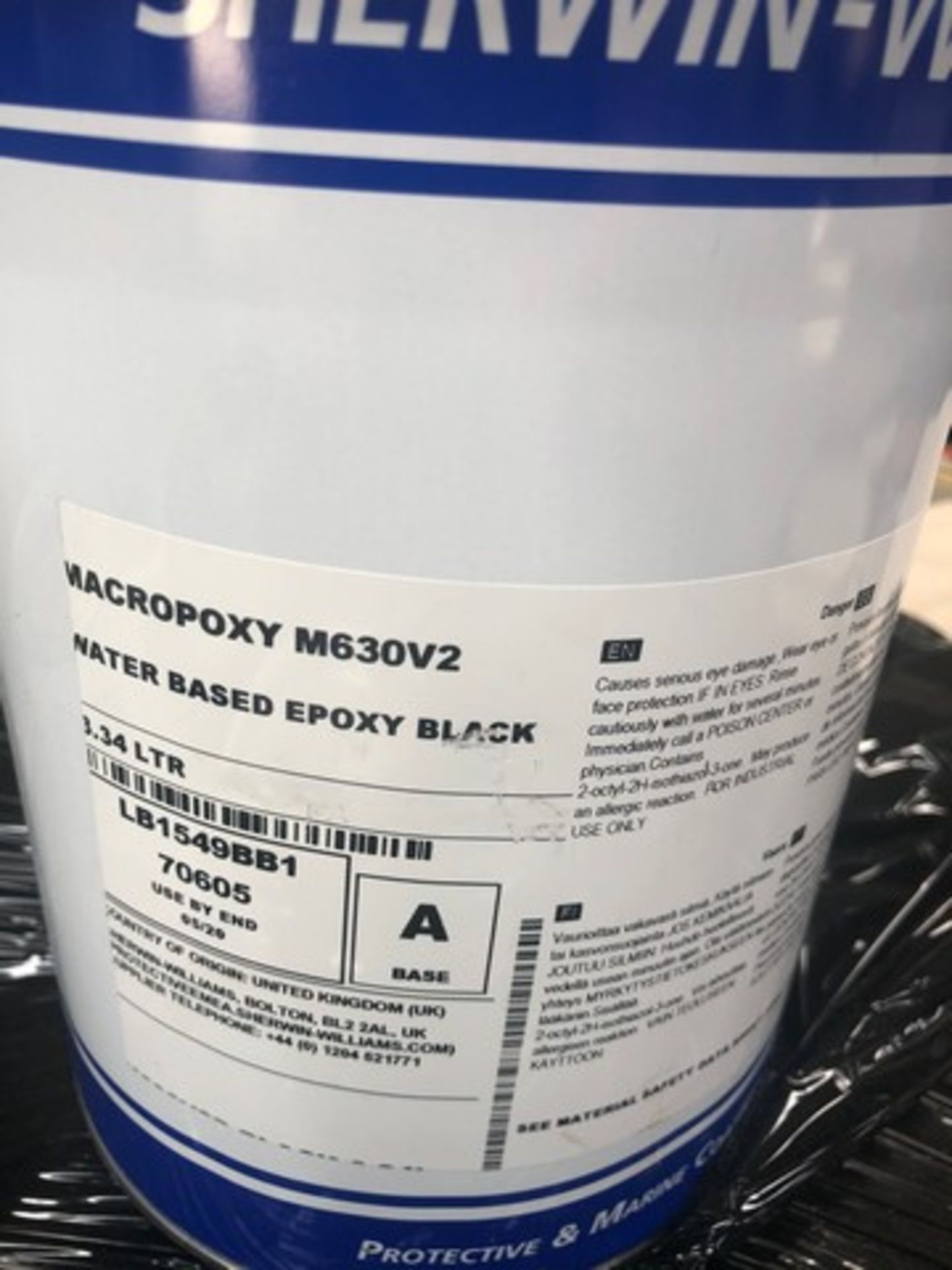 Mixed pallet of Sherwin Williams macropoxy M630V2 water based epoxy, macropoxy H766 additive approx - Image 2 of 3