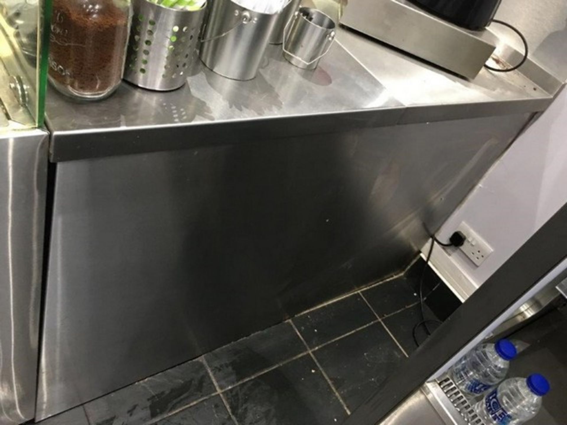 SMALL STAINLESS STEEL COUNTER C/W STORAGE 2FT LENGTH x 3FT HEIGHT x 3FT WIDTH - Image 2 of 2