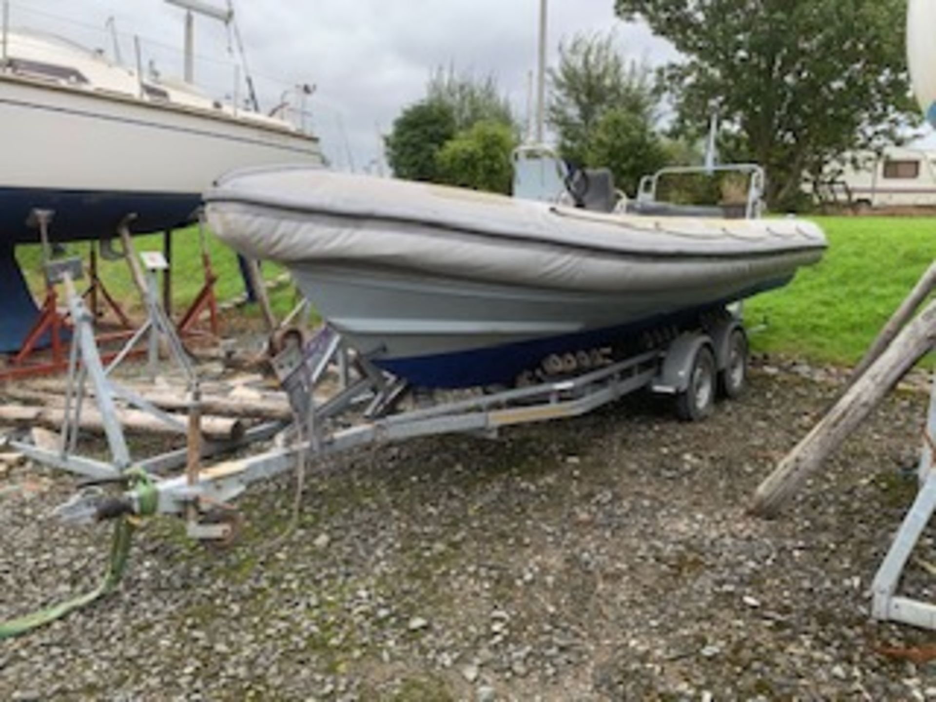 PACIFIC 22 RIB C/W IN BOARD FORD MERMAID DIESEL ENGINE AND GALVANISED TRAILER