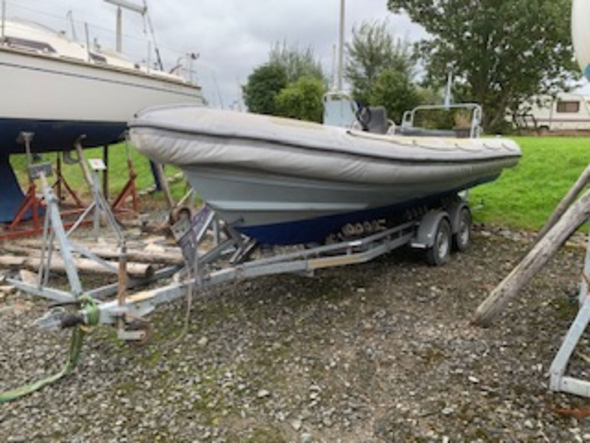PACIFIC 22 RIB C/W IN BOARD FORD MERMAID DIESEL ENGINE AND GALVANISED TRAILER, TUBES REPLACED WHEN