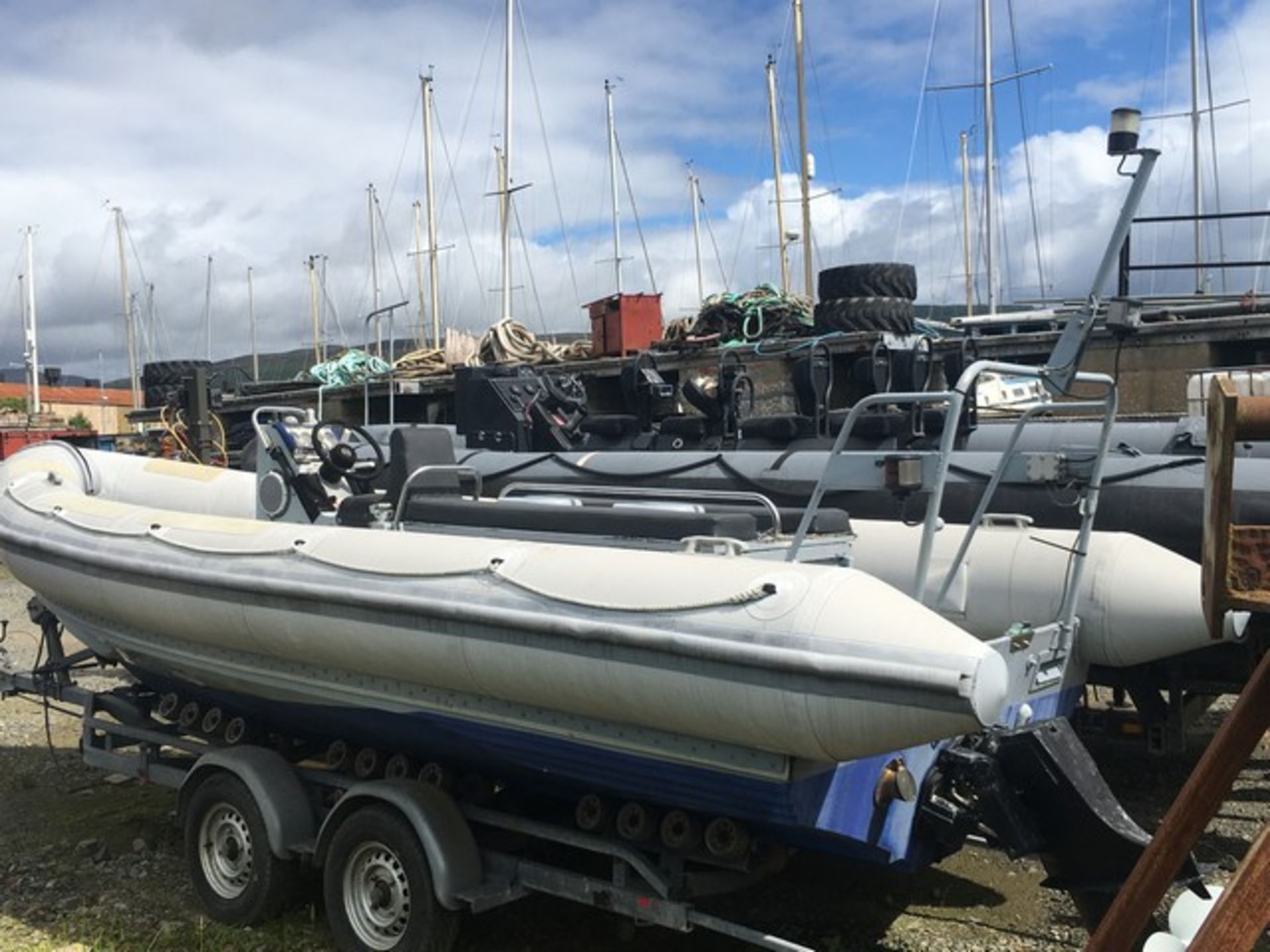 PACIFIC 22 RIB C/W IN BOARD FORD MERMAID DIESEL ENGINE AND GALVANISED TRAILER, TUBES REPLACED WHEN - Image 4 of 14