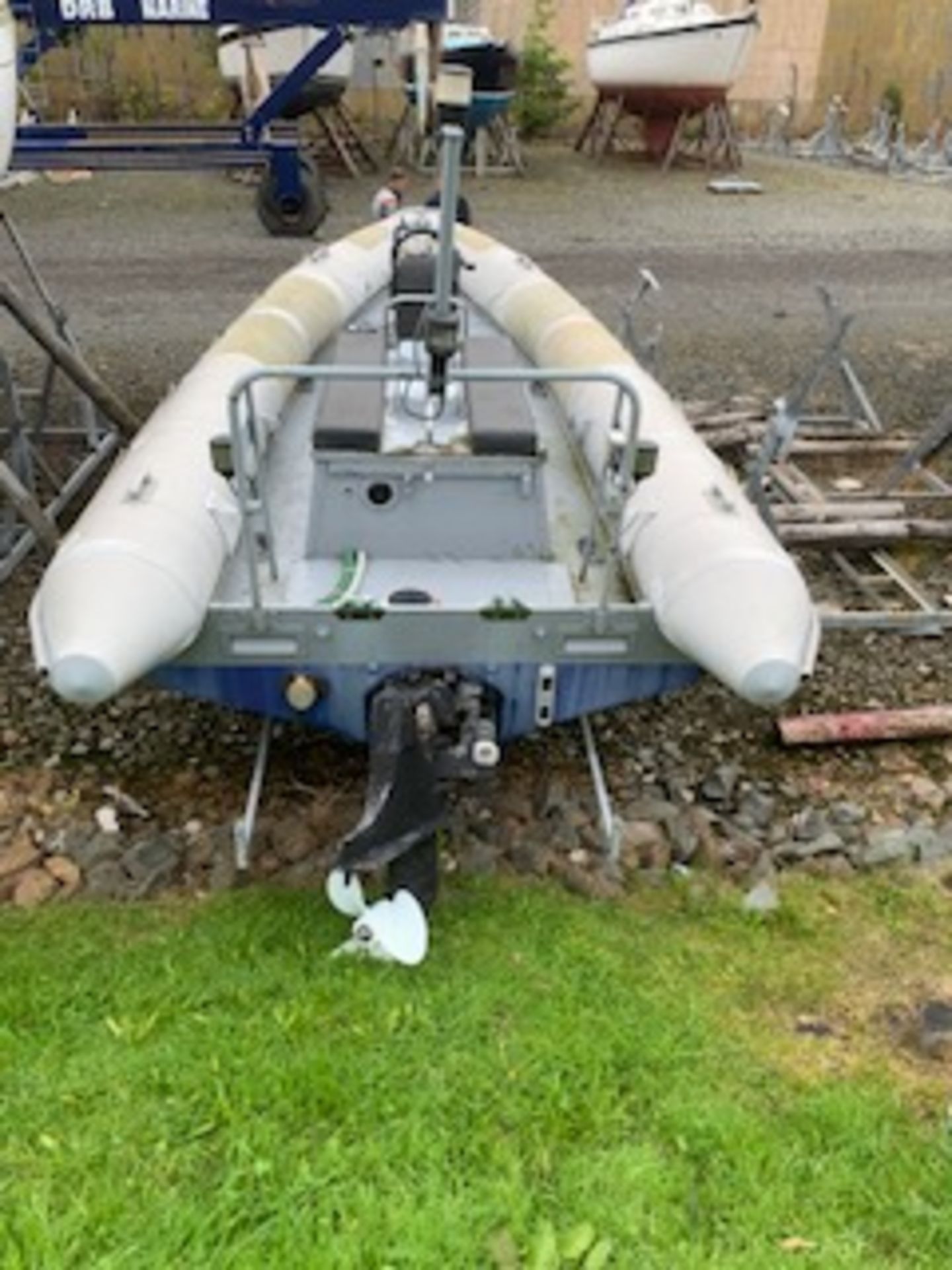 PACIFIC 22 RIB C/W IN BOARD FORD MERMAID DIESEL ENGINE AND GALVANISED TRAILER, TUBES REPLACED WHEN - Image 9 of 14