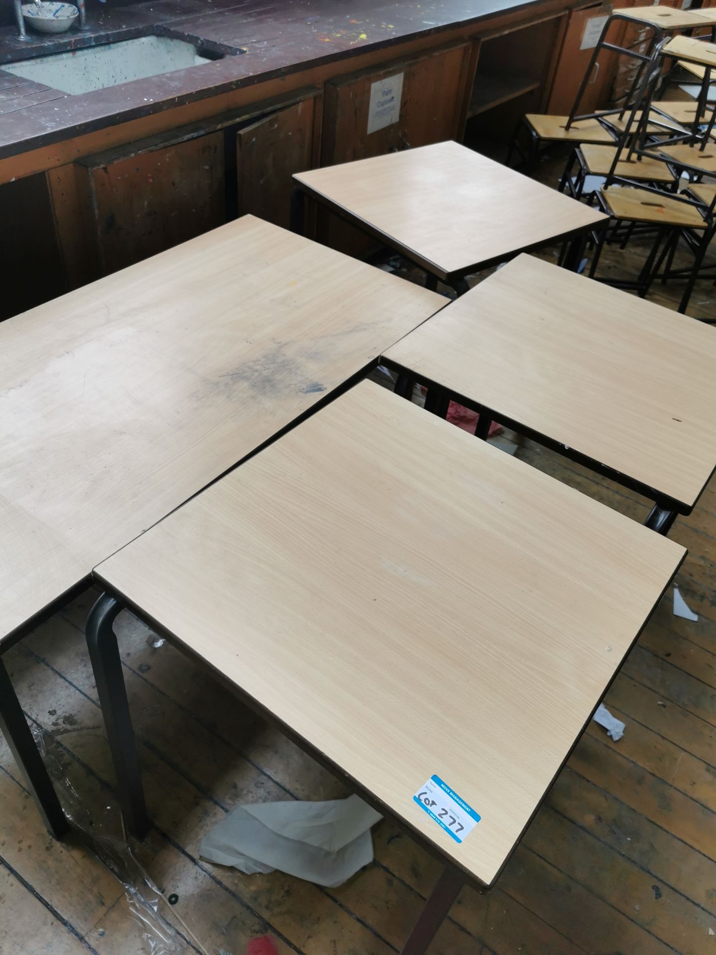 4x Asorted wooden classroom tables