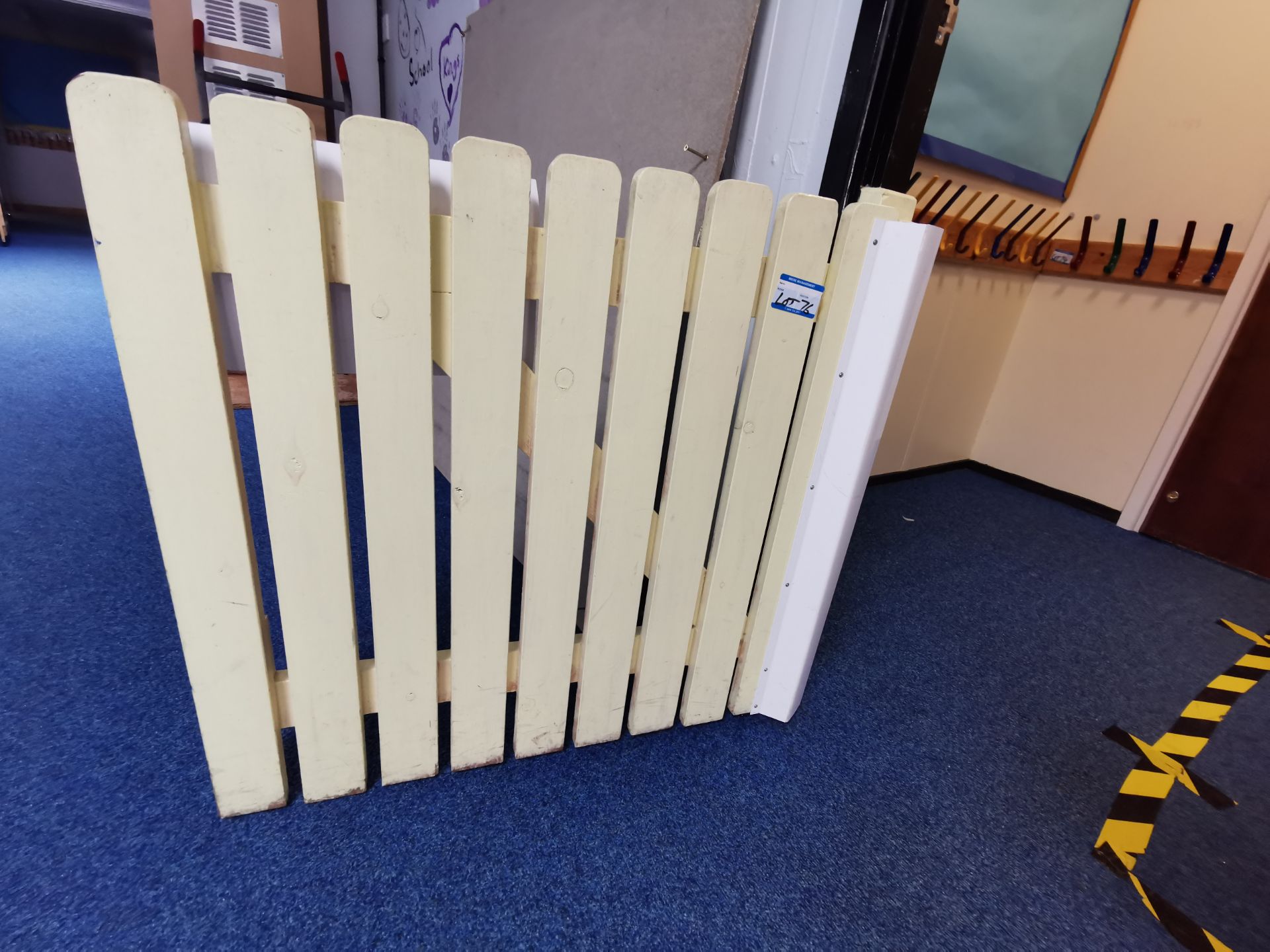 Small cream picket gate with anti fingertrap hinge
