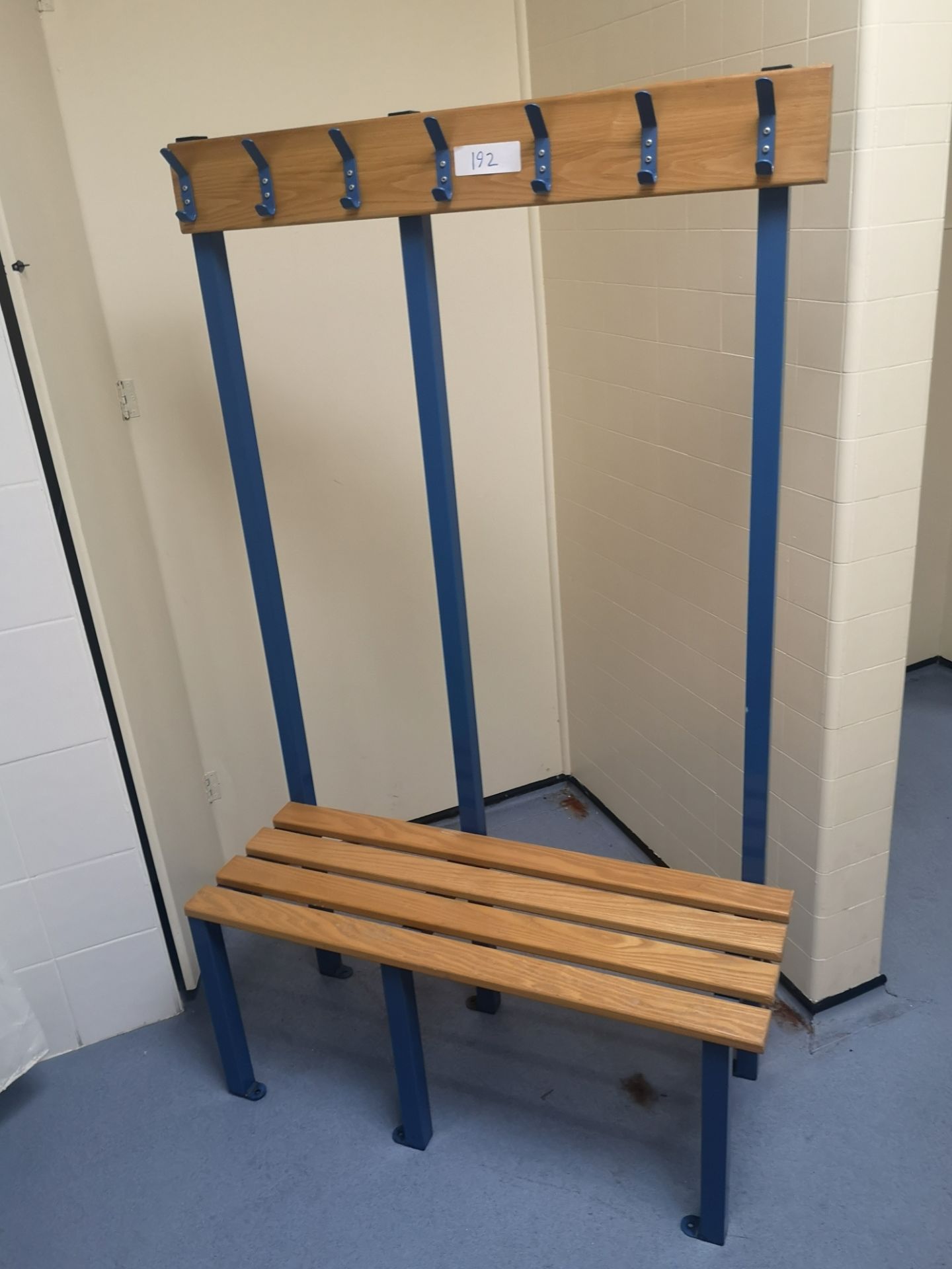 Blue single changing room bench