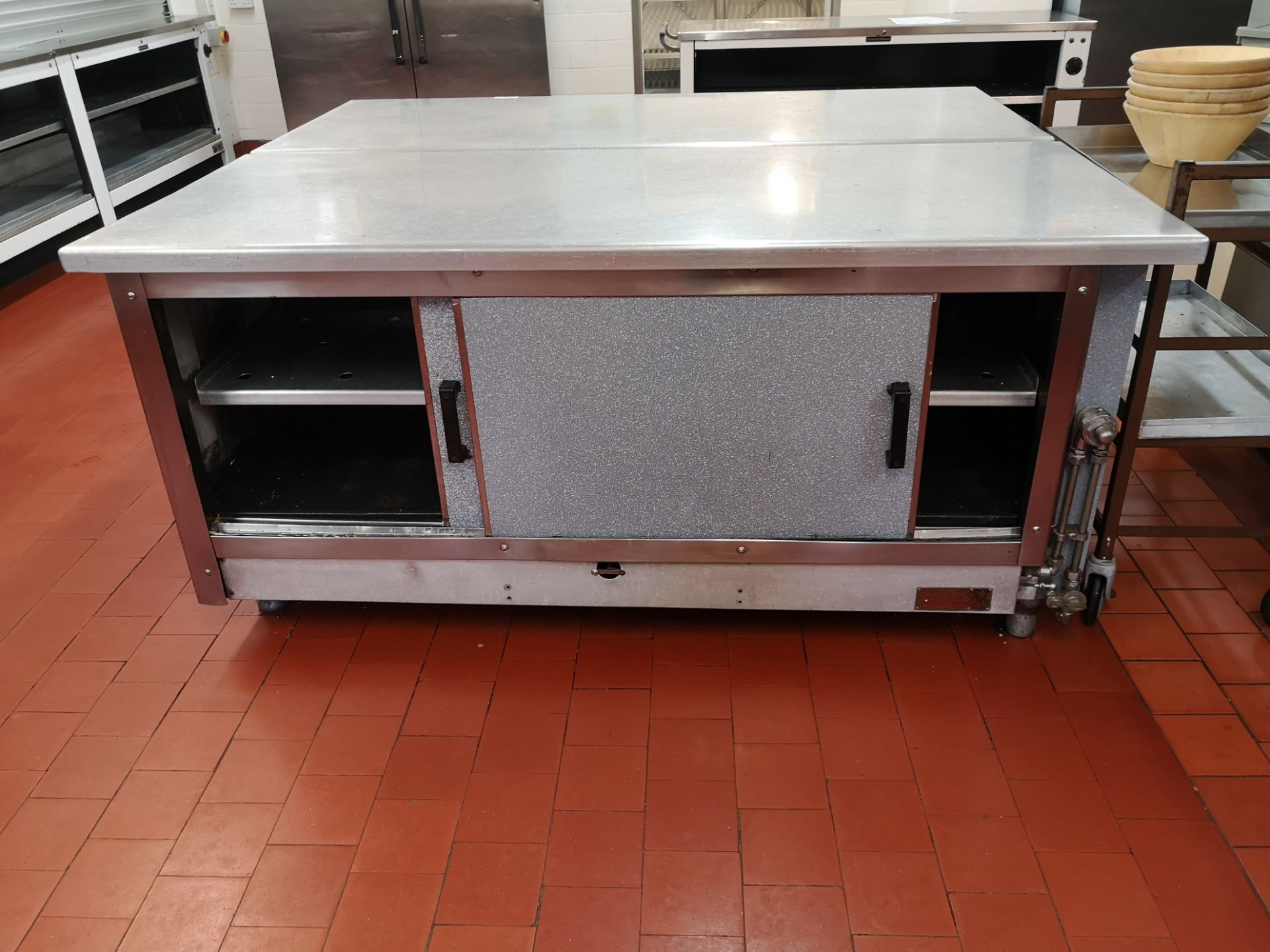 Double catering prep counter with under storage - Image 3 of 4