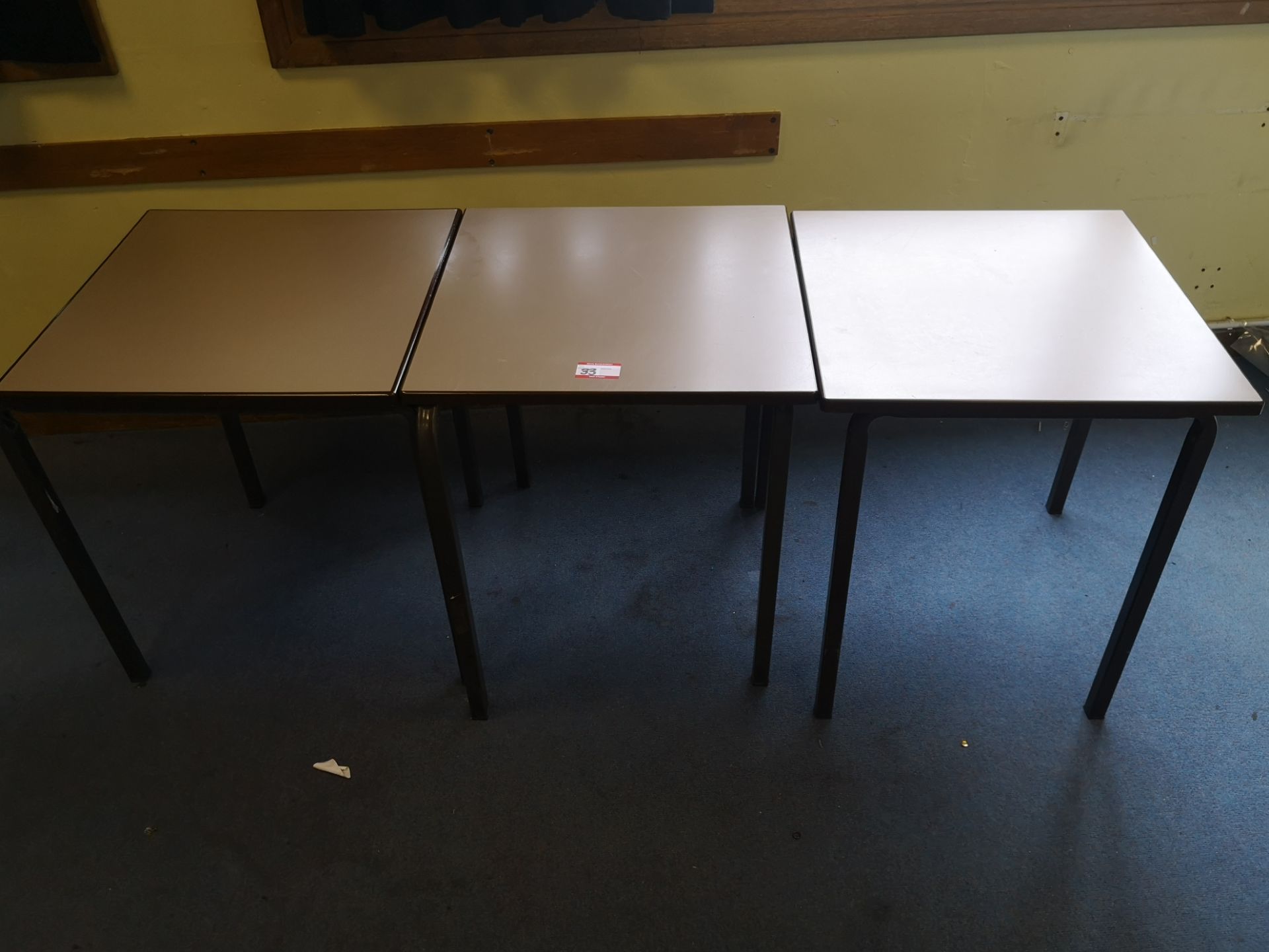 3x Vintage 60cm x 60cm school desks