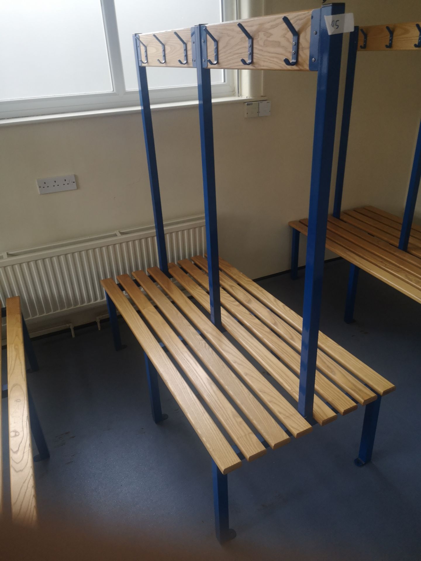 Blue double changing room bench