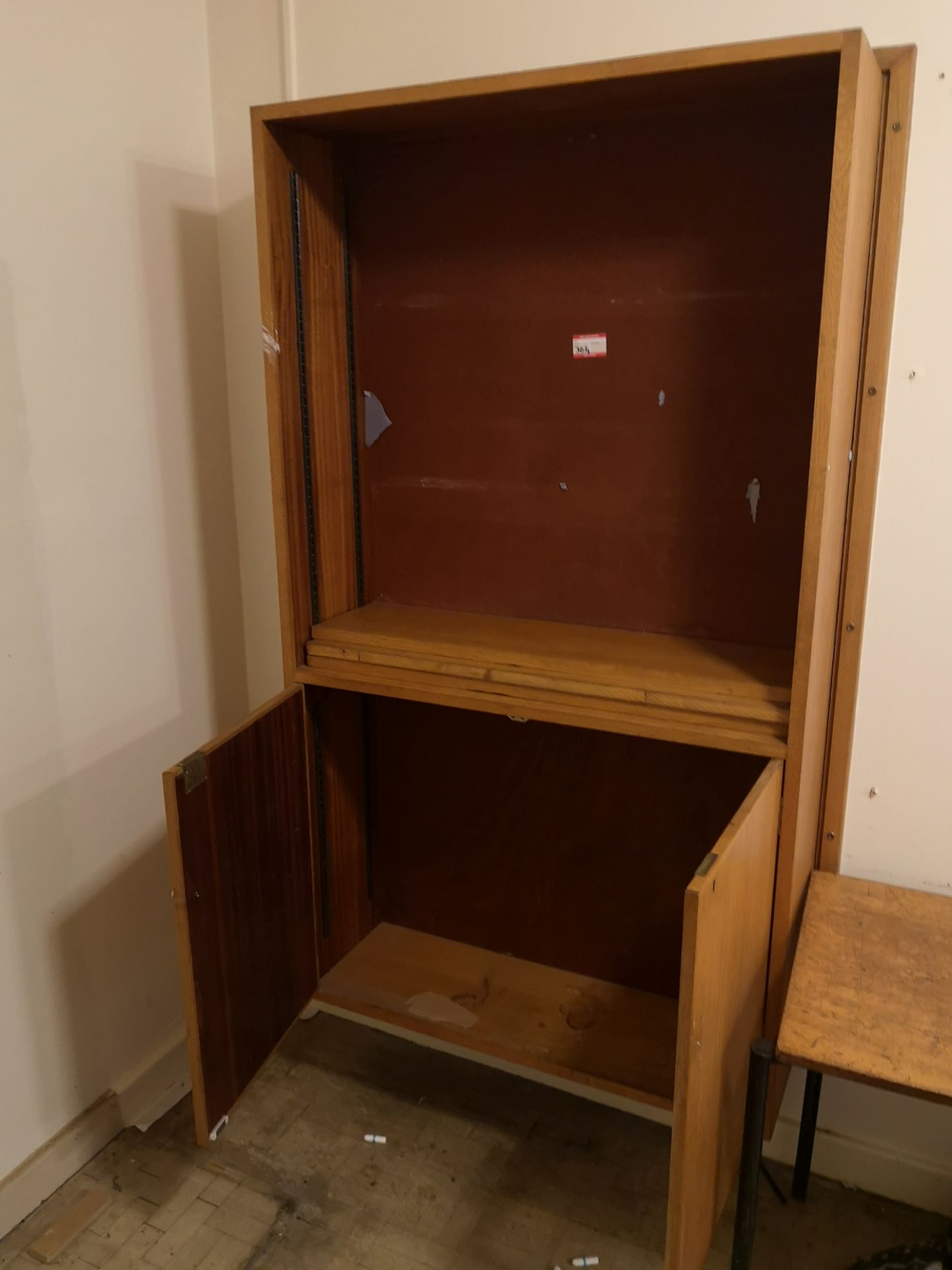 Vintage tall wooden cabinet with doors - Image 2 of 2