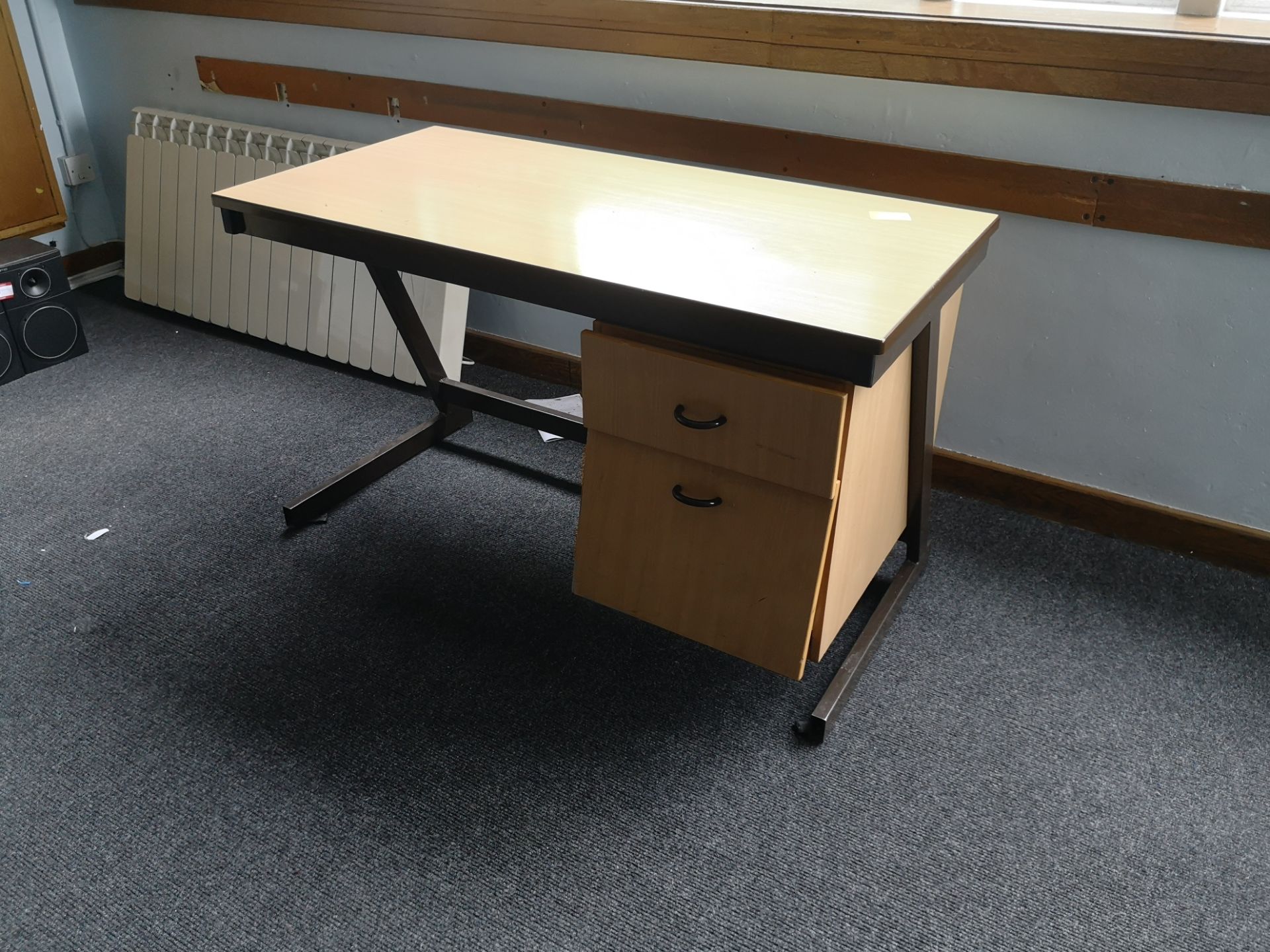 Z frame school teachers desk broken runner bottom drawer