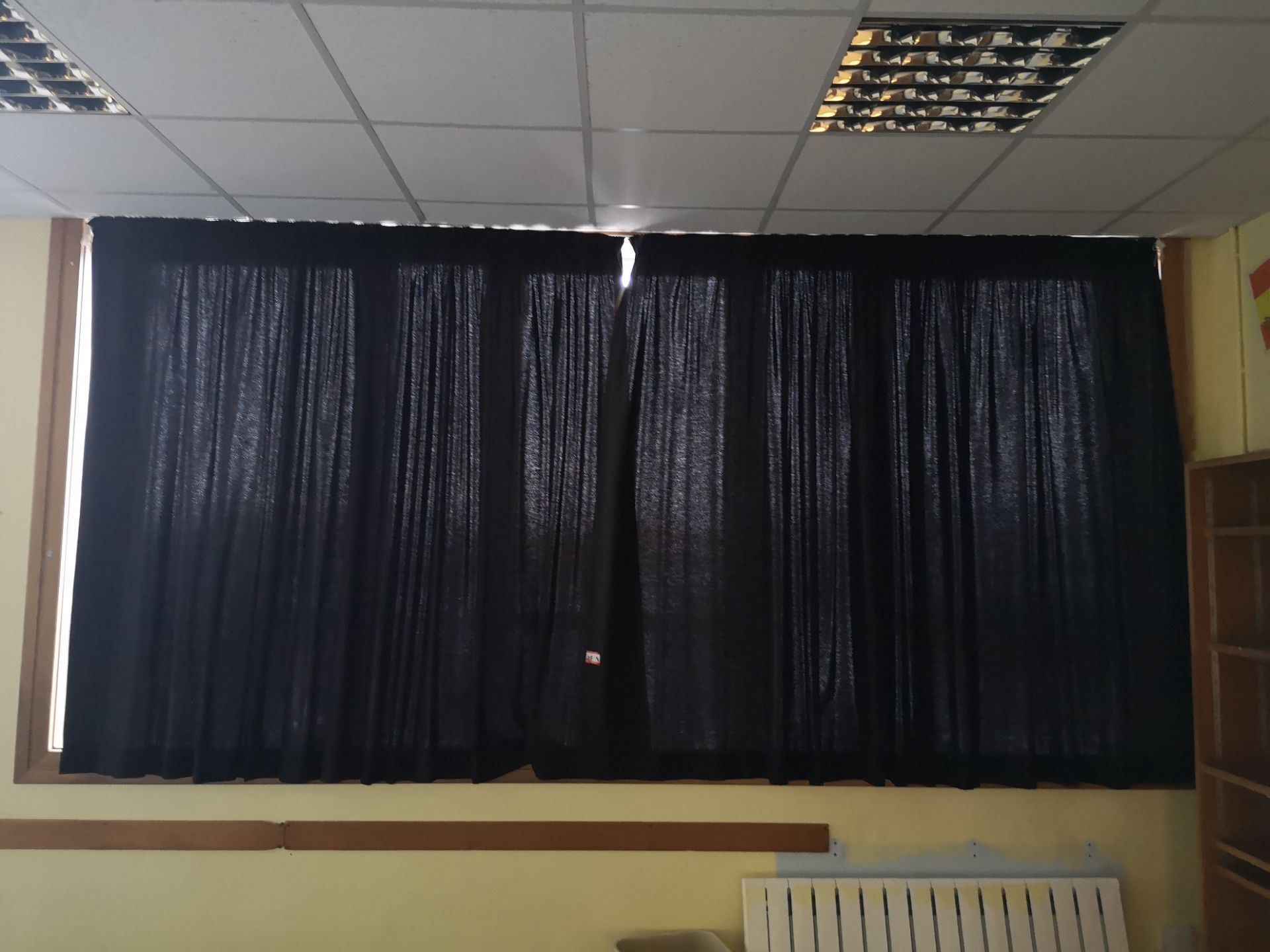 Pair of black curtains aprox 2m by 1.8m x2