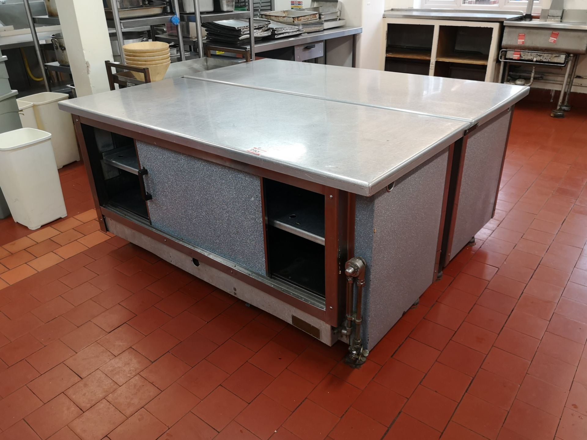 Double catering prep counter with under storage