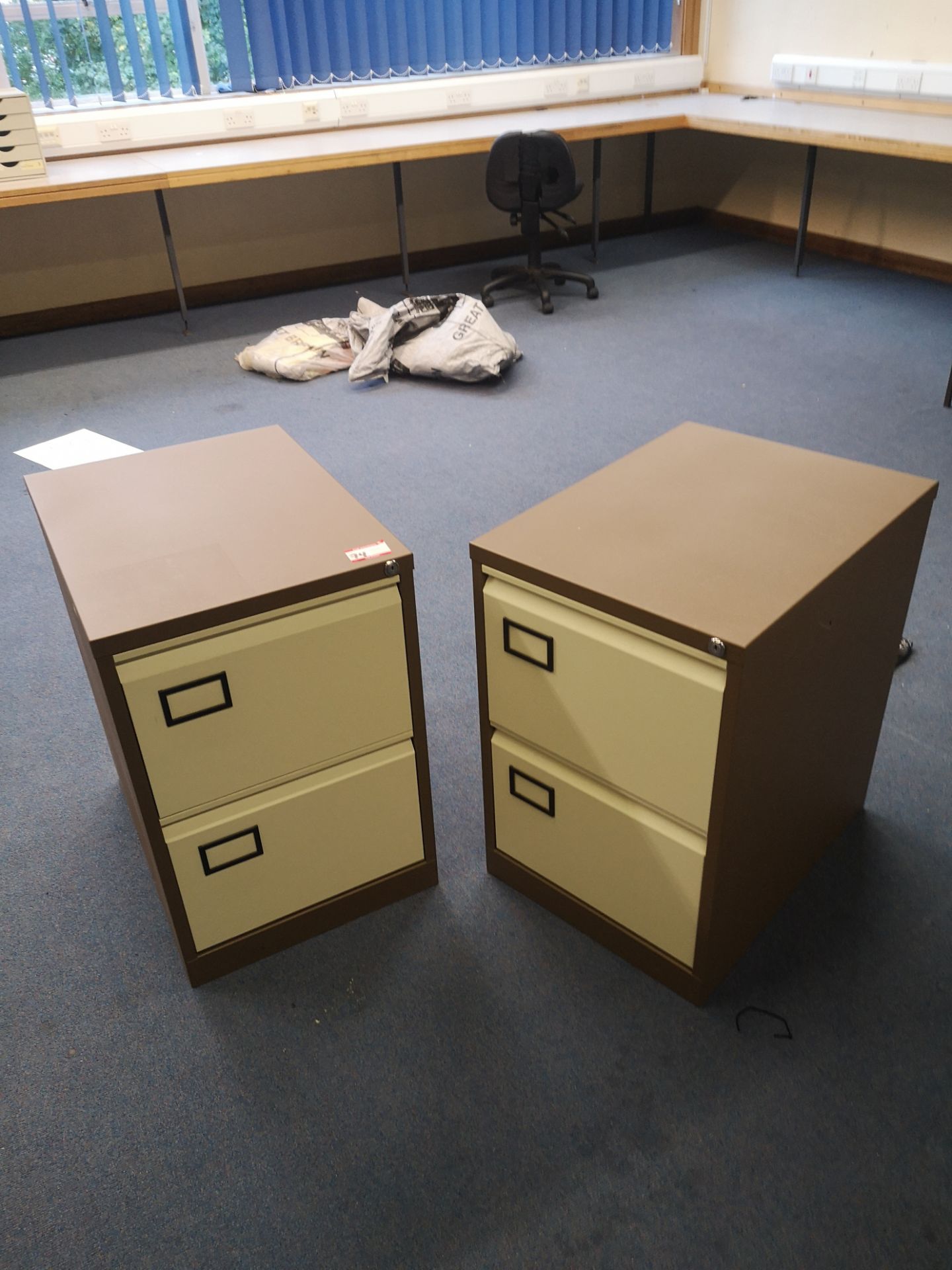 2x metal pedestals cabinets