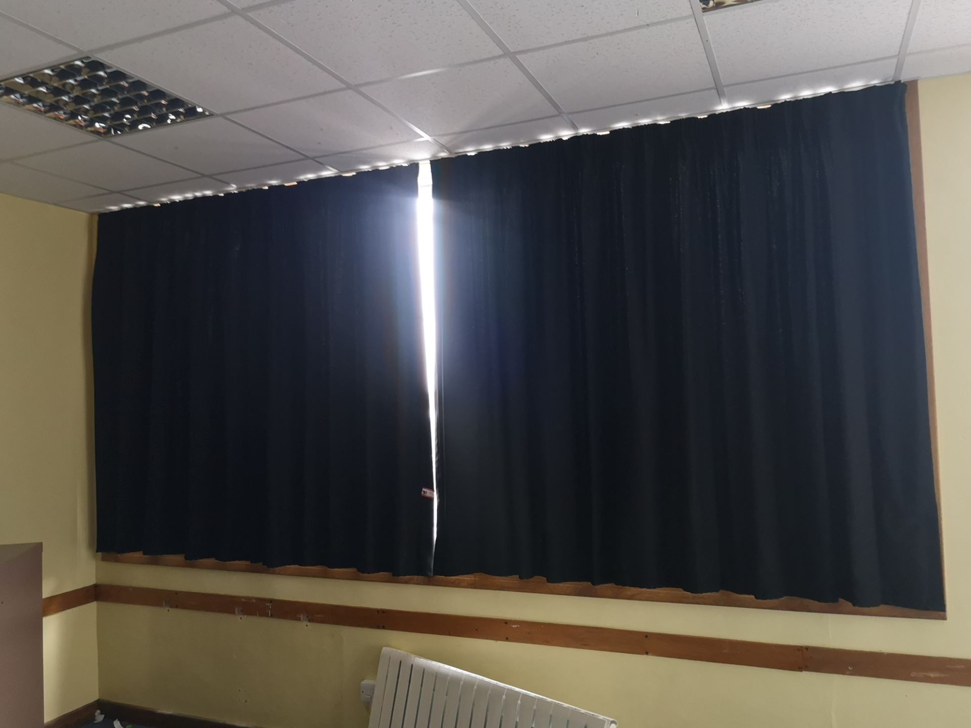 Pair of black curtains aprox 2m by 1.8m x2