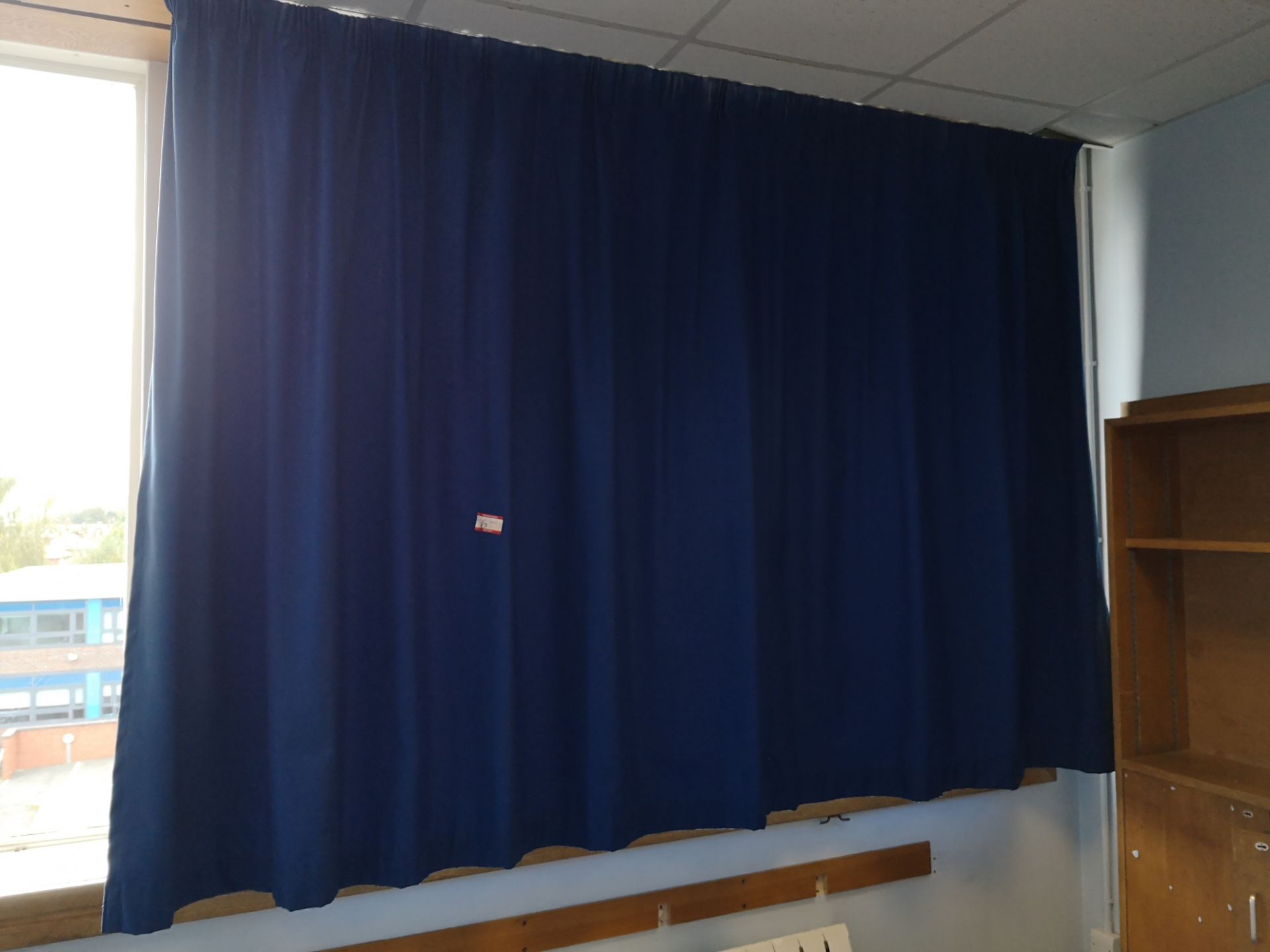 Blue school curtains 2.4m x 1.80m x 3 and 1 at 1.6m - Image 2 of 3