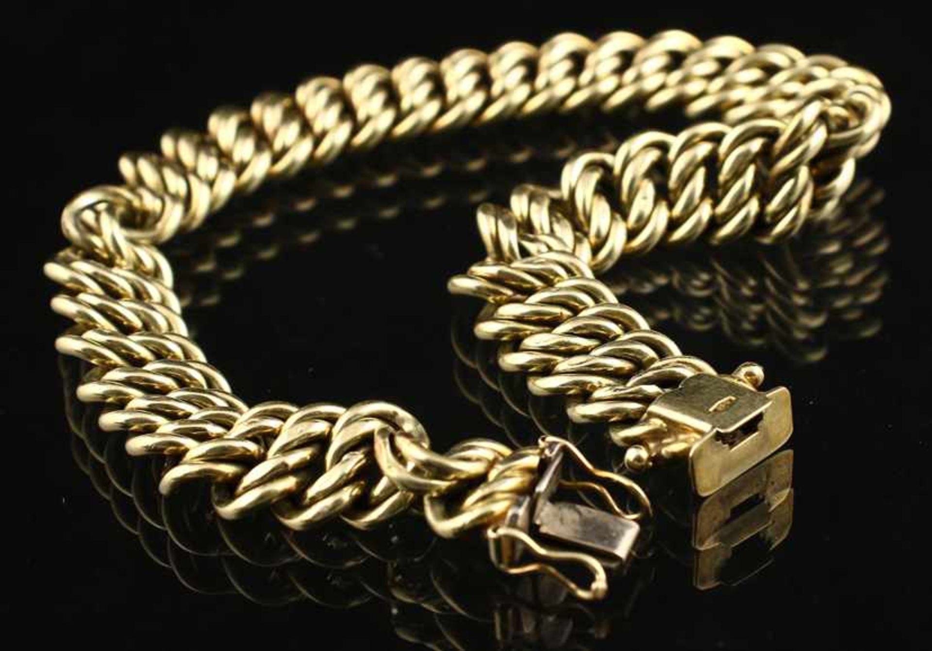 14k yellow gold braided-link bracelet - 21 cm -