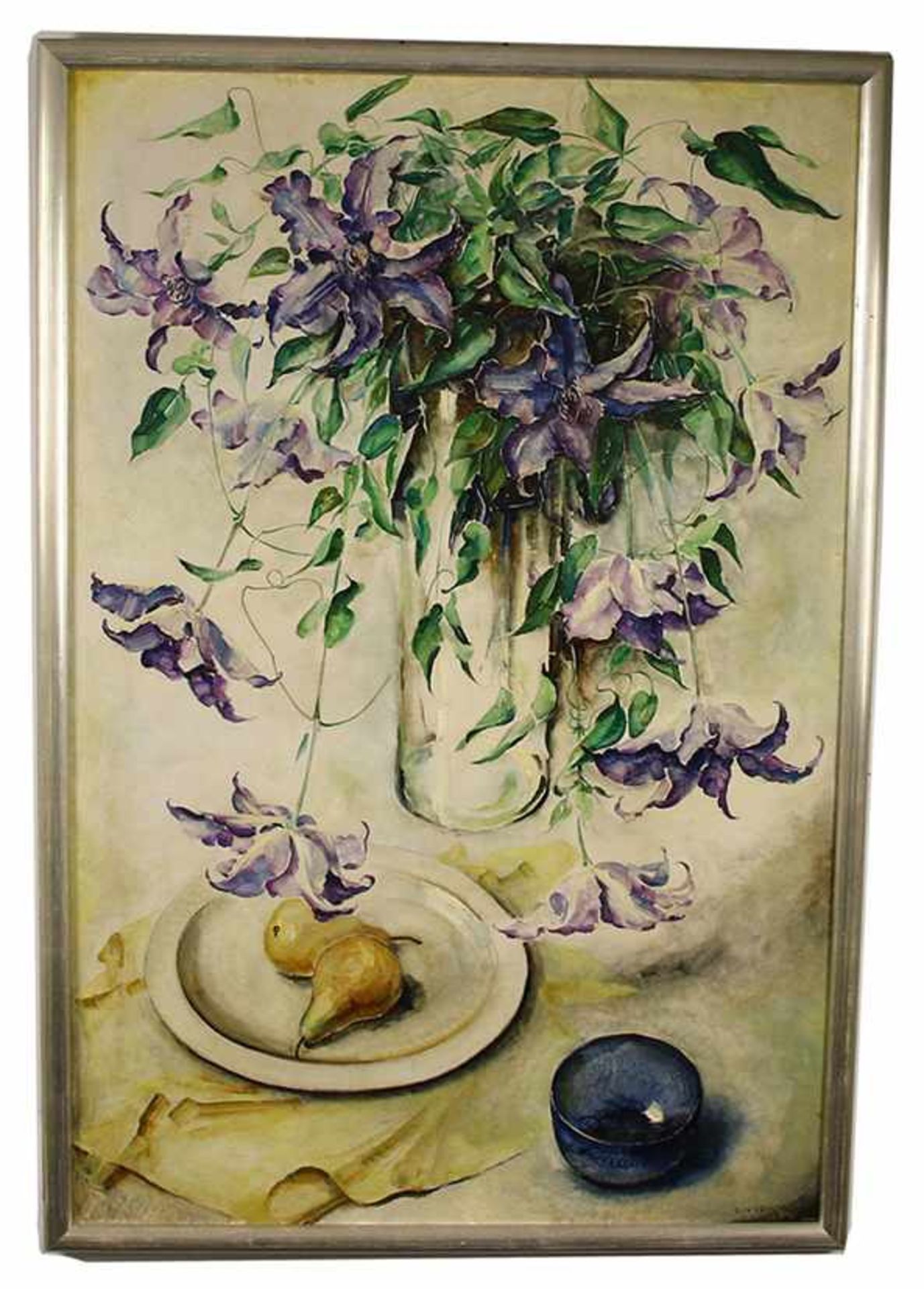 Dirk Kruizing (1895-1972) 'Clematis' olieverf op doek, gesigneerd -80 x 120 cm-