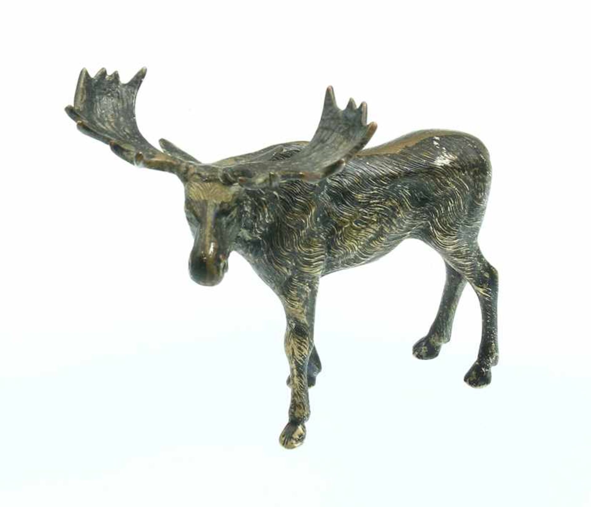 Groot formaat 2e gehalte zilveren miniatuur: eland -h. 8,4 cm, gewicht 138 gram-