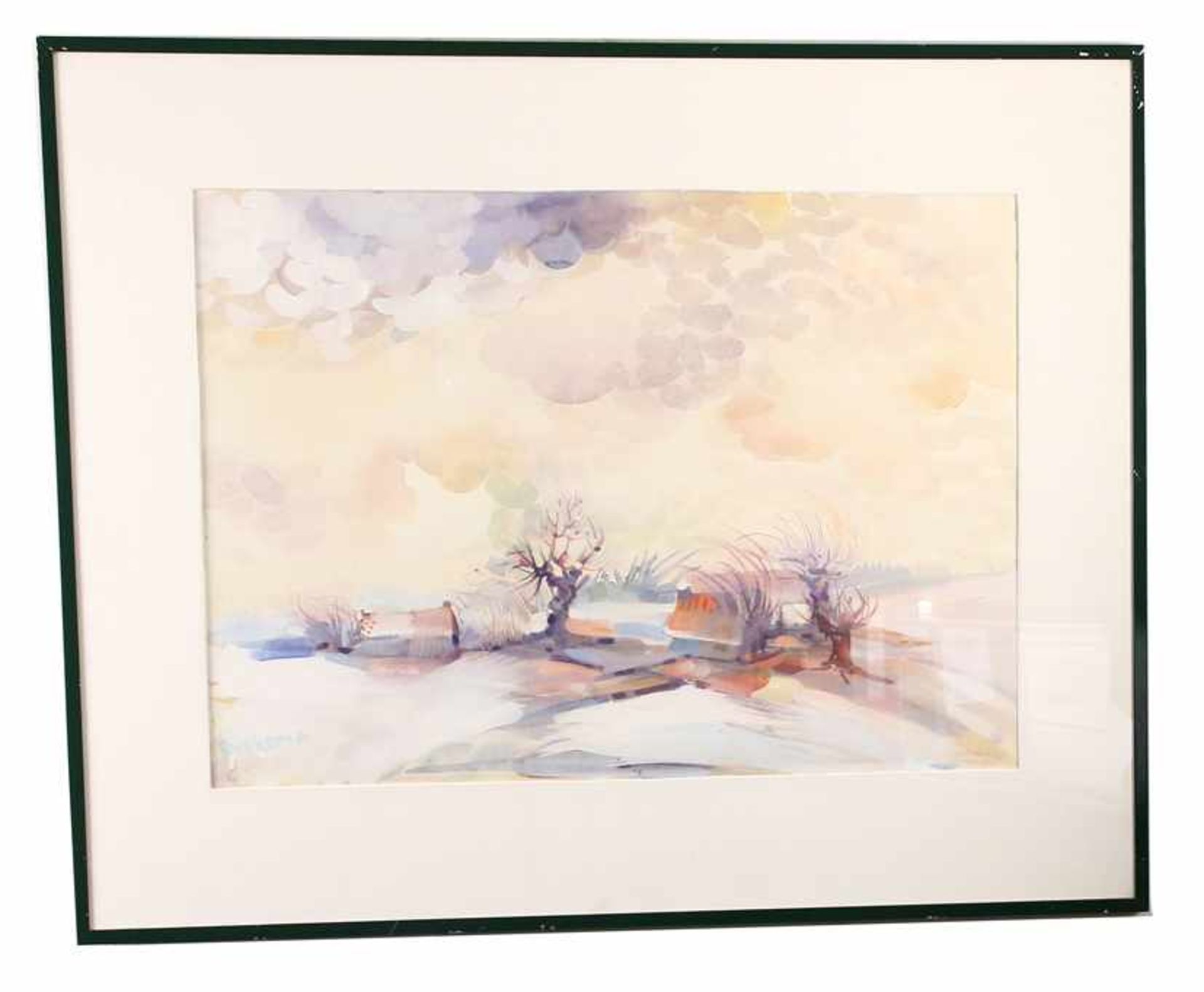 Nico Rypkema (1931), expressionistisch geschilderd winters landschap, aquarel, gesigneerd -42 x 60