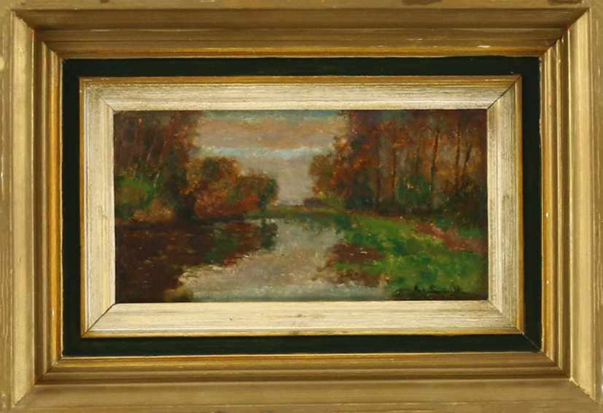 Anton Smeerdijk (1885-1965), 'Herfst aan de oude Vecht te Vreeland', olieverf op paneel,