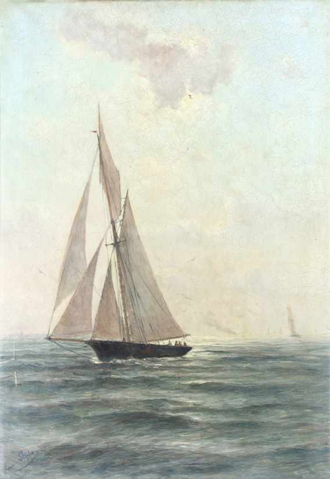 Romain Steppe (1859-1927), 'Le Yacht', L'Esceaux après midi Juin, olieverf op doek, gesigneerd - 100