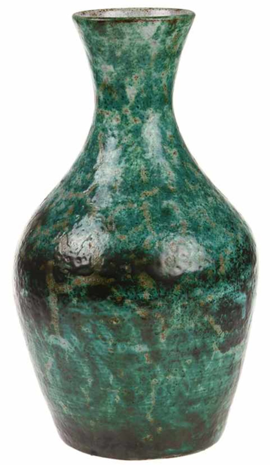 Groene geaderde aardewerk vaas, gesigneerd Robert Picaud, Vallauris, jaren '50/'60 -h. ca. 33 cm.-