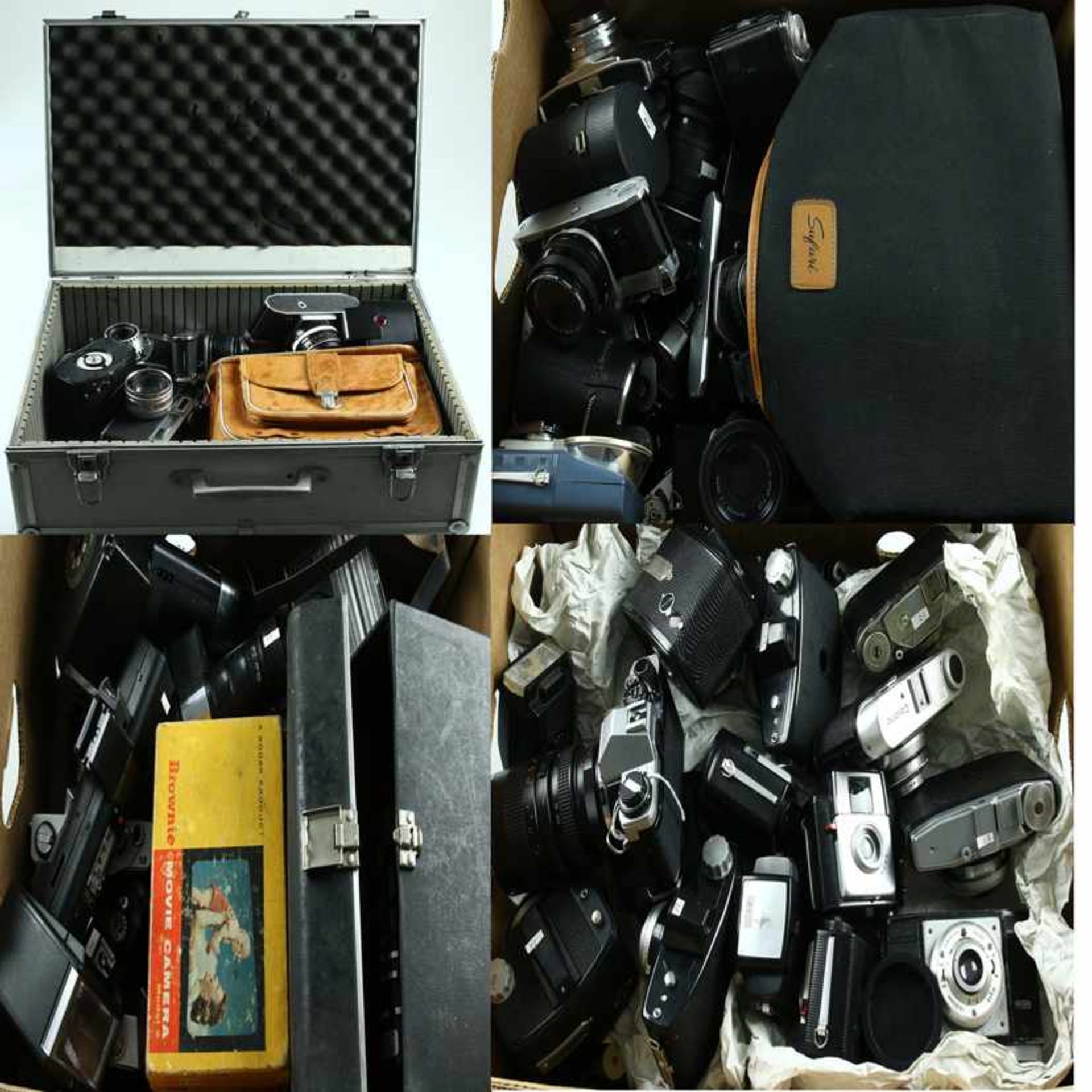 Grote verzameling fotocamera's, Zeiss-Ikon, Pentax, Nicon, etc.