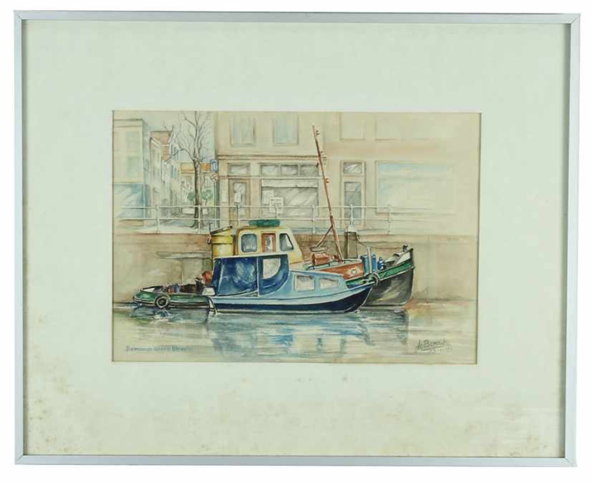 Martinus Johannes (Jo) Bons (1921), 'Bemuurde Weerd Utrecht', aquarel, gesigneerd en gedateerd 26-