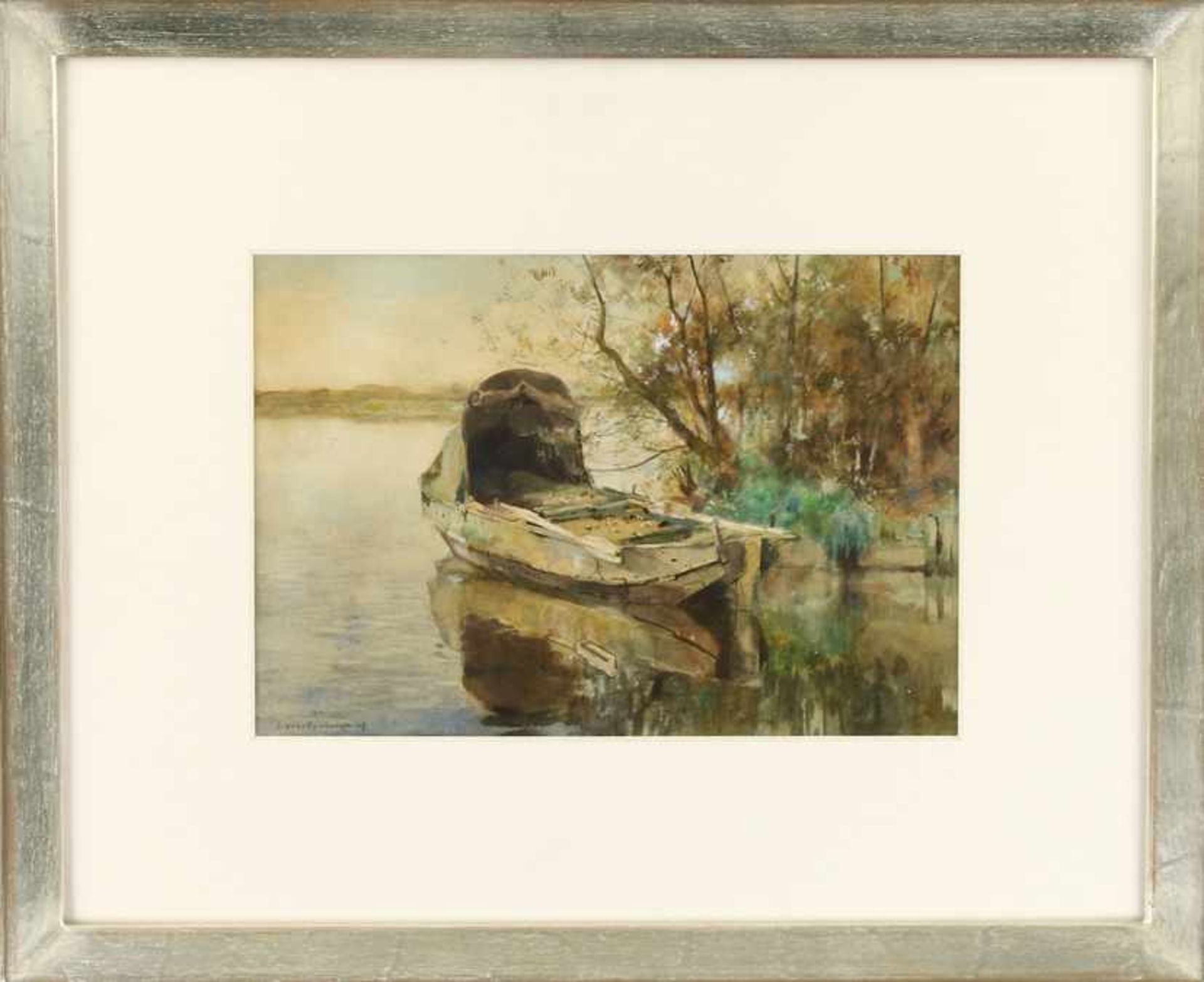 Cornelis Vreedenburgh (1880-1946), afgemeerde roeiboot, aquarel, gesigneerd en gedateerd 08 - 24 x