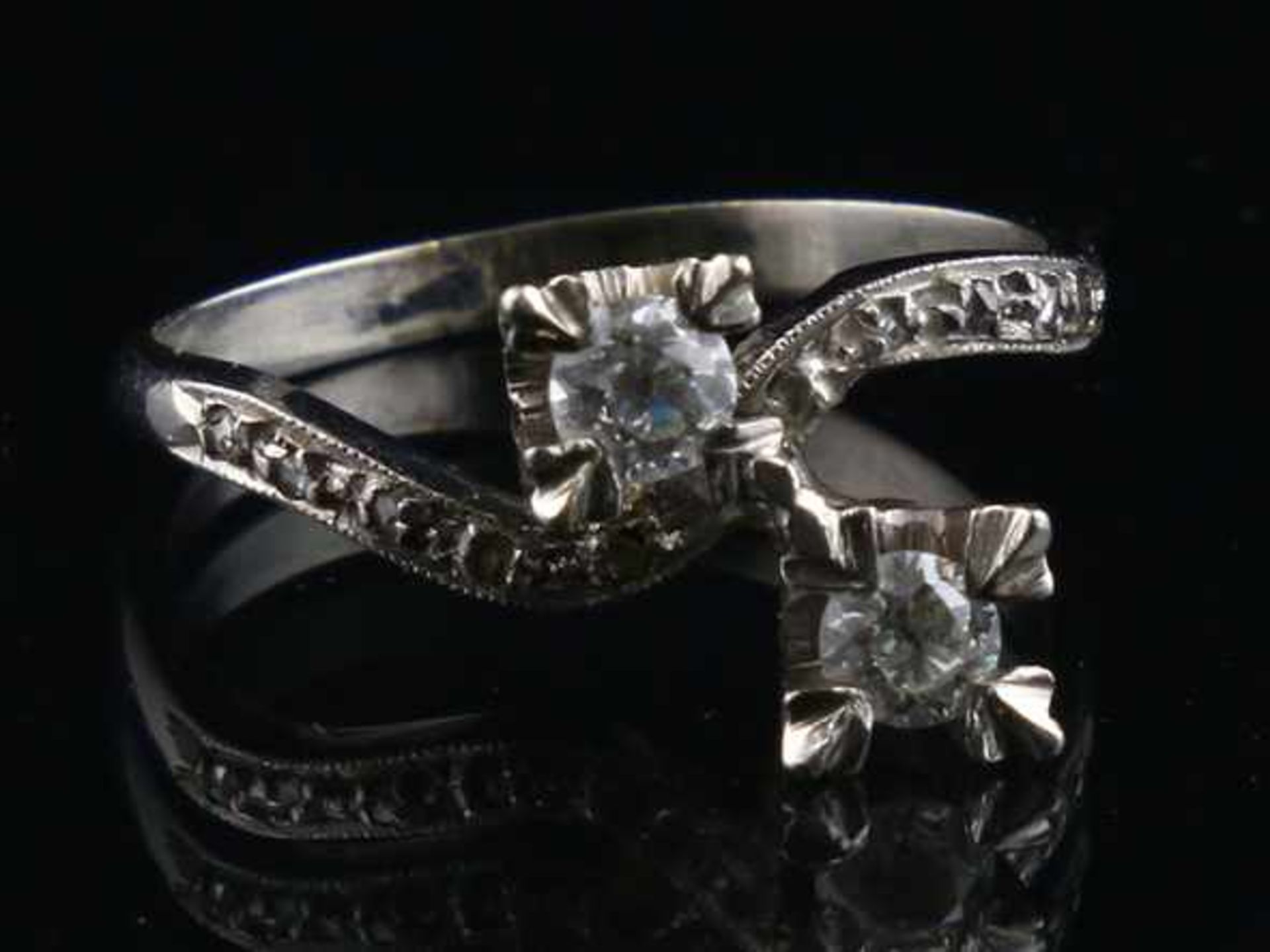 800 (BWPG) Toi et Moi Ring set with old-cut diamonds