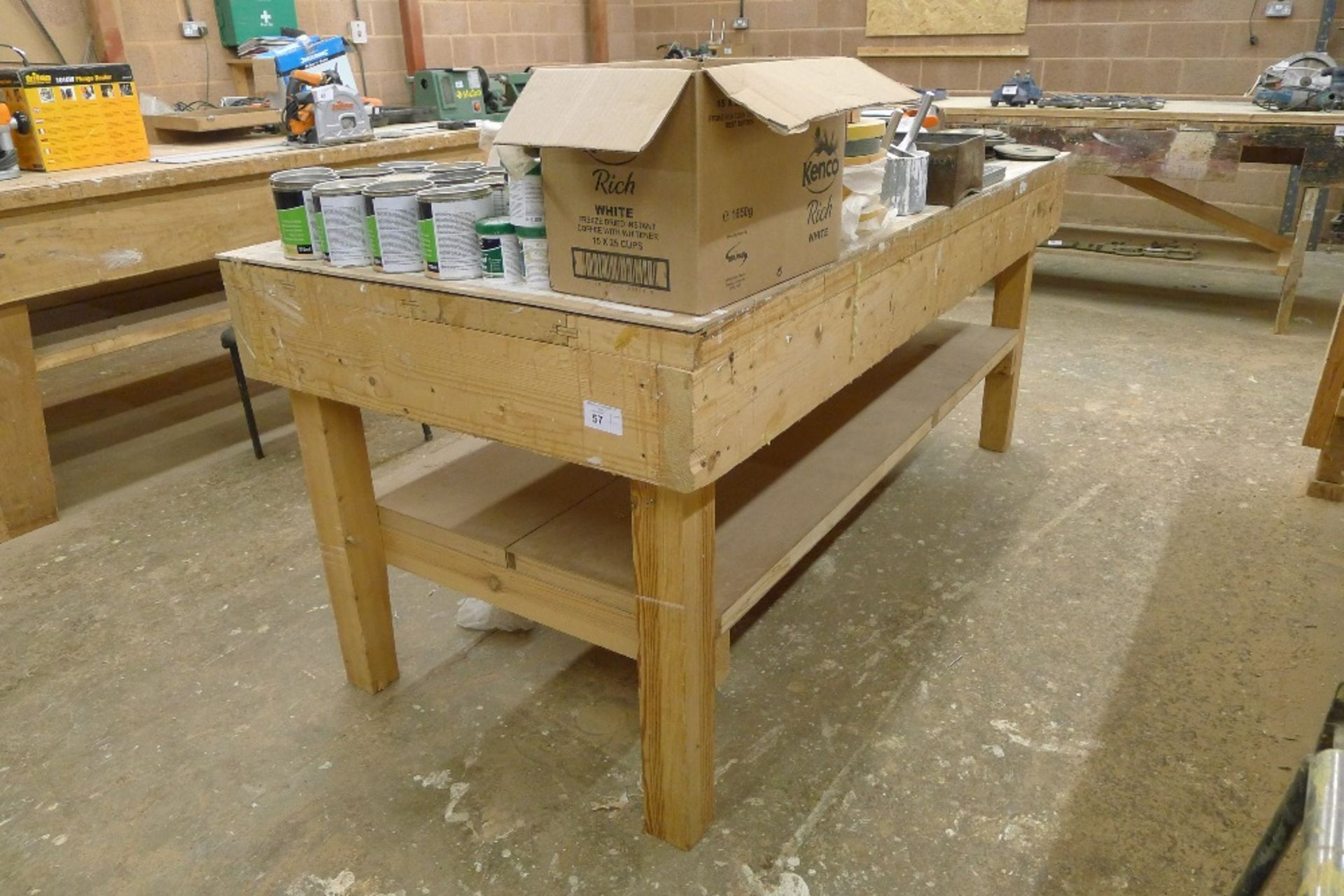 1 wooden work bench with a wood workers vice fitted, approx 2.14m x 1m - Image 3 of 3