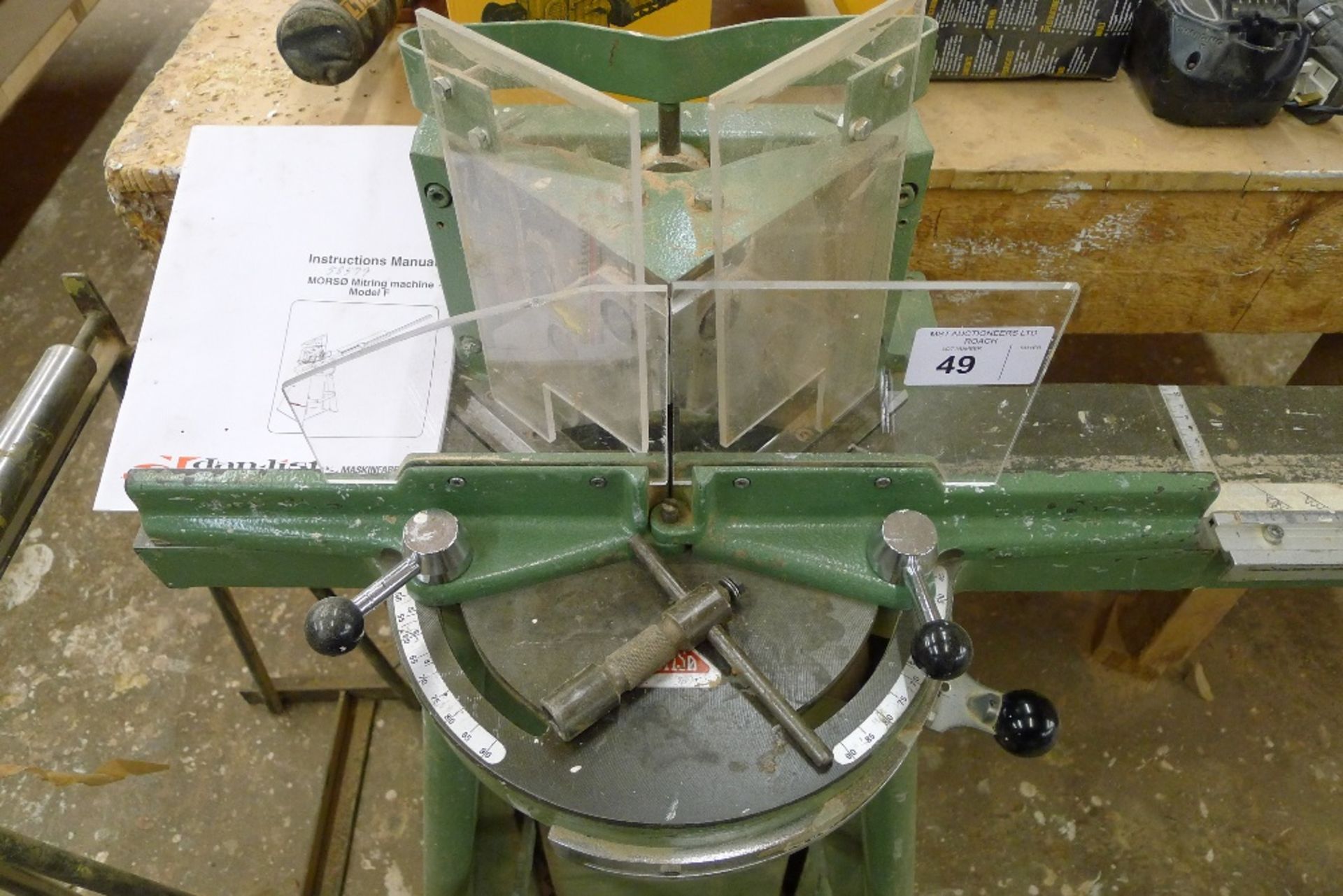 1 Morso foot operated mitre cutter model F (please note the right hand measuring arm is broken and - Image 5 of 8