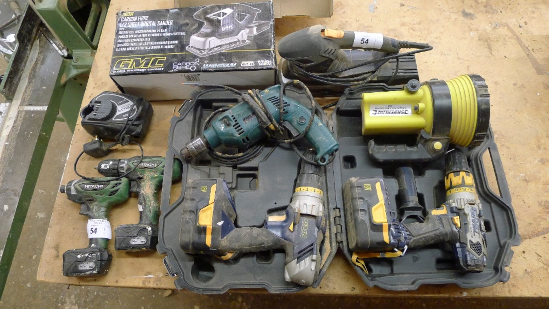 A quantity of various tools comprising 1 Hitachi drill & 1 Hitachi impact driver with 2