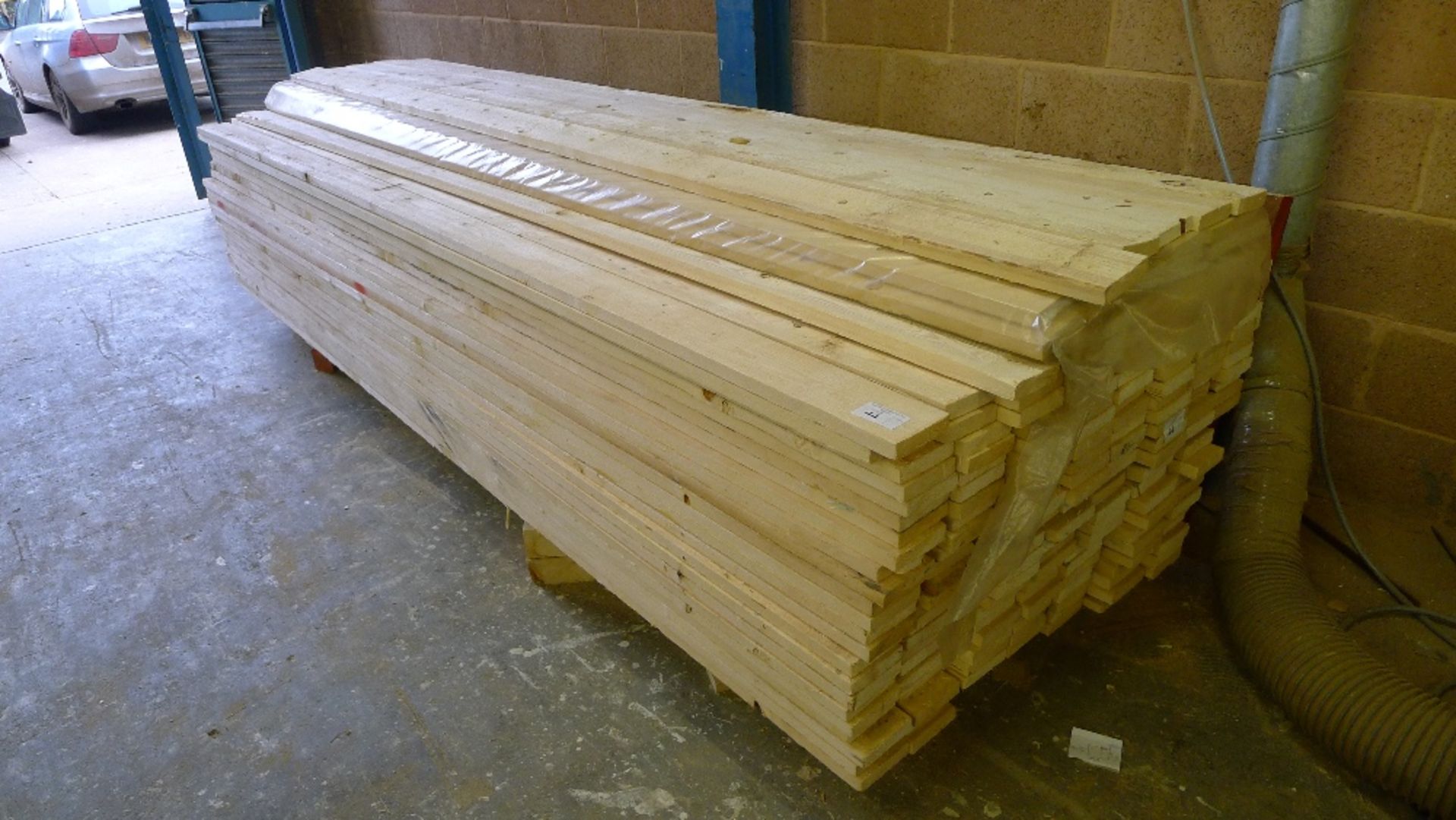 A large quantity of sawn soft wood lengths (over 140), each 100mm x 22mm x 3m
