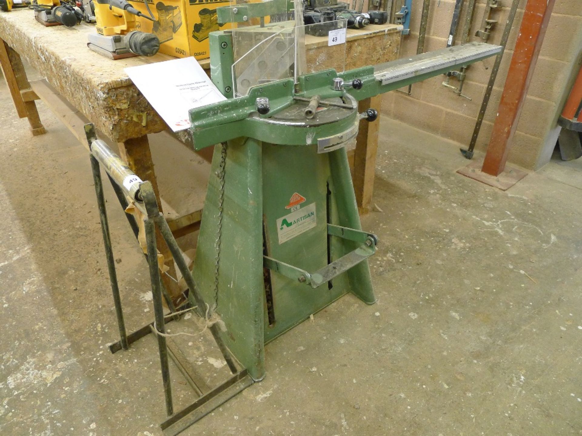 1 Morso foot operated mitre cutter model F (please note the right hand measuring arm is broken and - Image 3 of 8