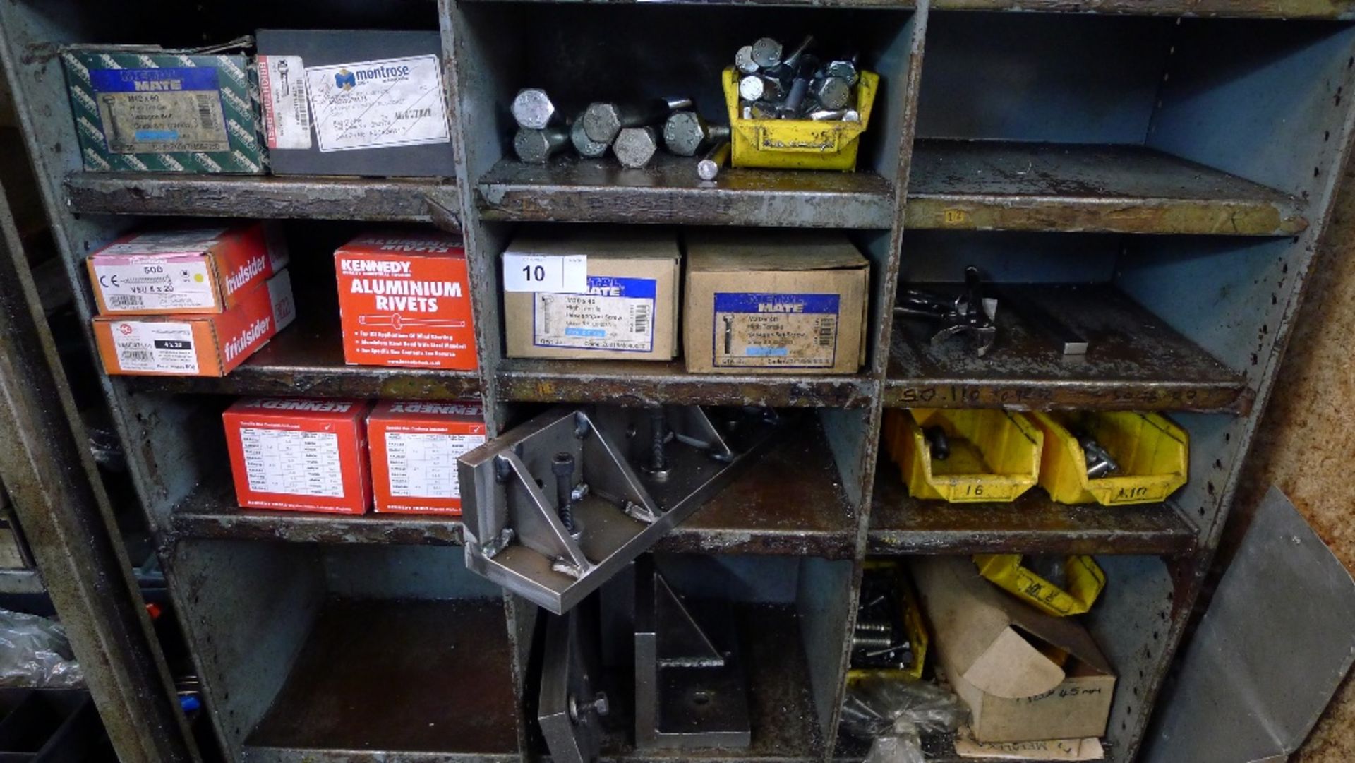 1 storage rack containing a quantity of various items including machine bolts, screws, rivets, angle - Image 3 of 4