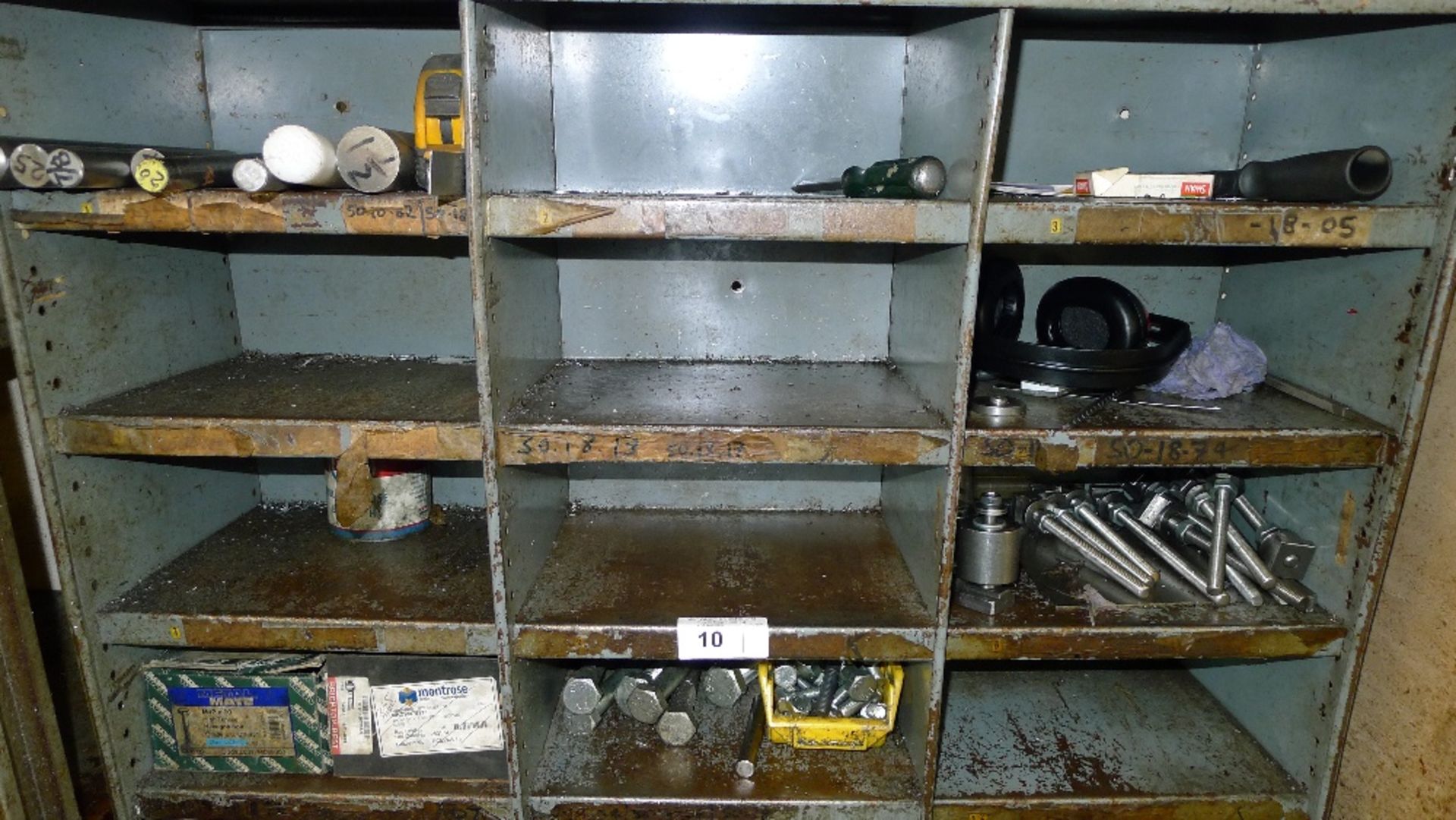 1 storage rack containing a quantity of various items including machine bolts, screws, rivets, angle - Image 2 of 4