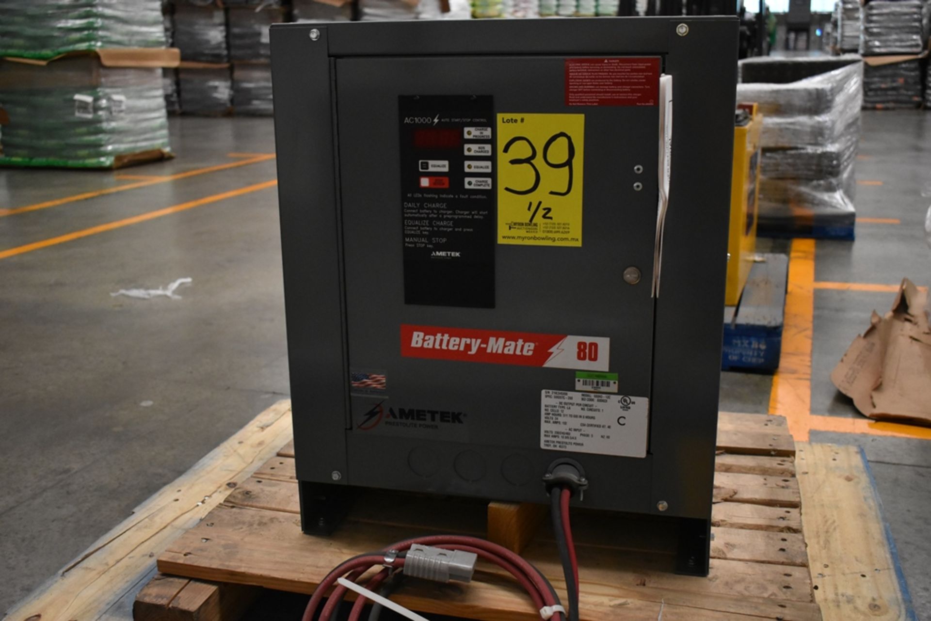 Ametek Prestolite Power Forklift Battery Charger, Model Mate-80 and Battery Brand Deka for 24 volts