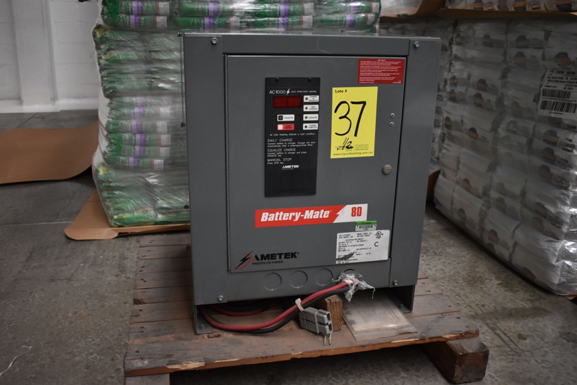 Ametek Prestolite Power Forklift Battery Charger, Model Mate-80 and Battery Brand Deka for 24 volts