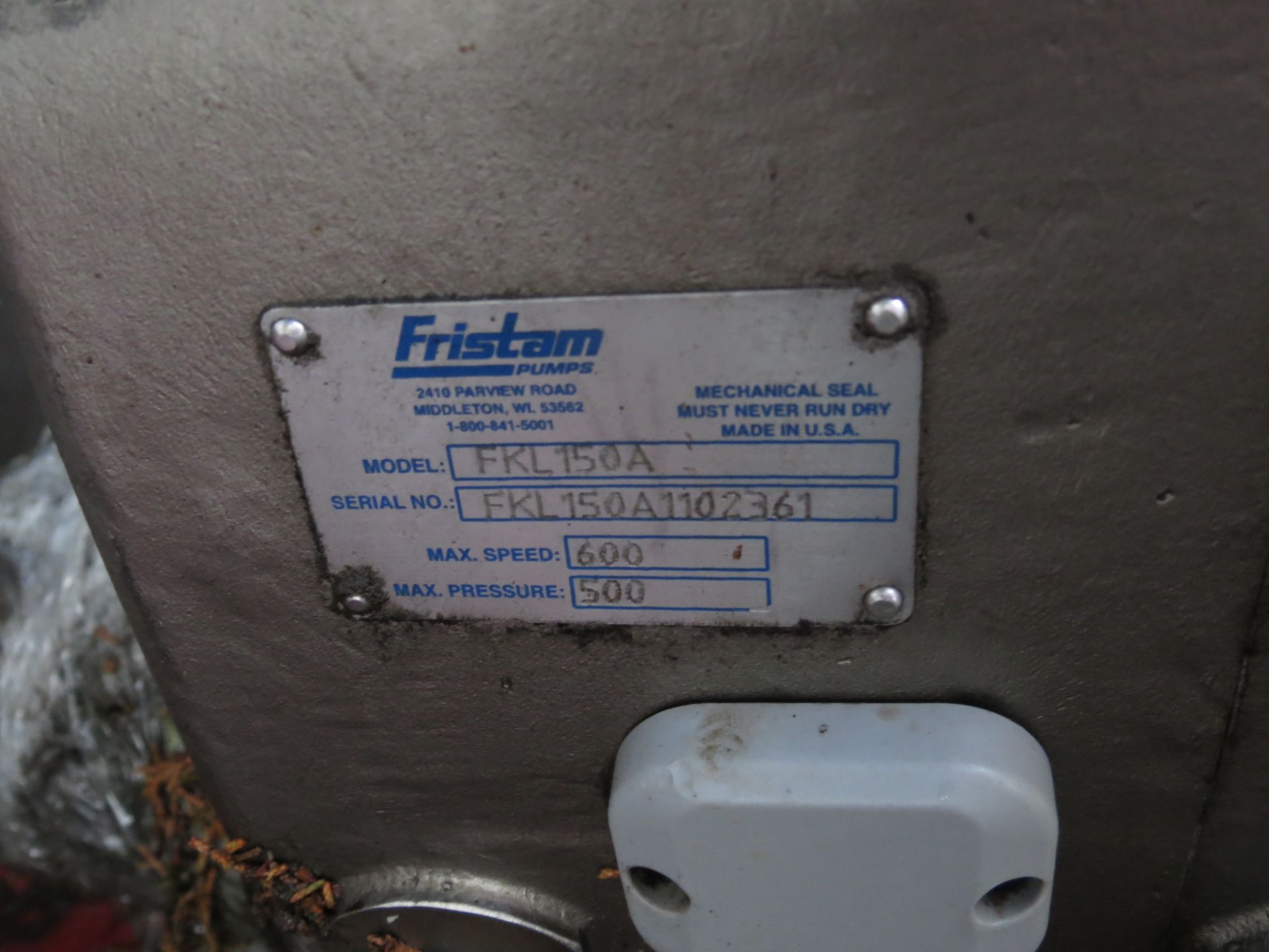 Fristam S/S Positive Displacement Puimp, Model FKL150A, S/N FLK750711178, 2" Outlet - Image 4 of 4