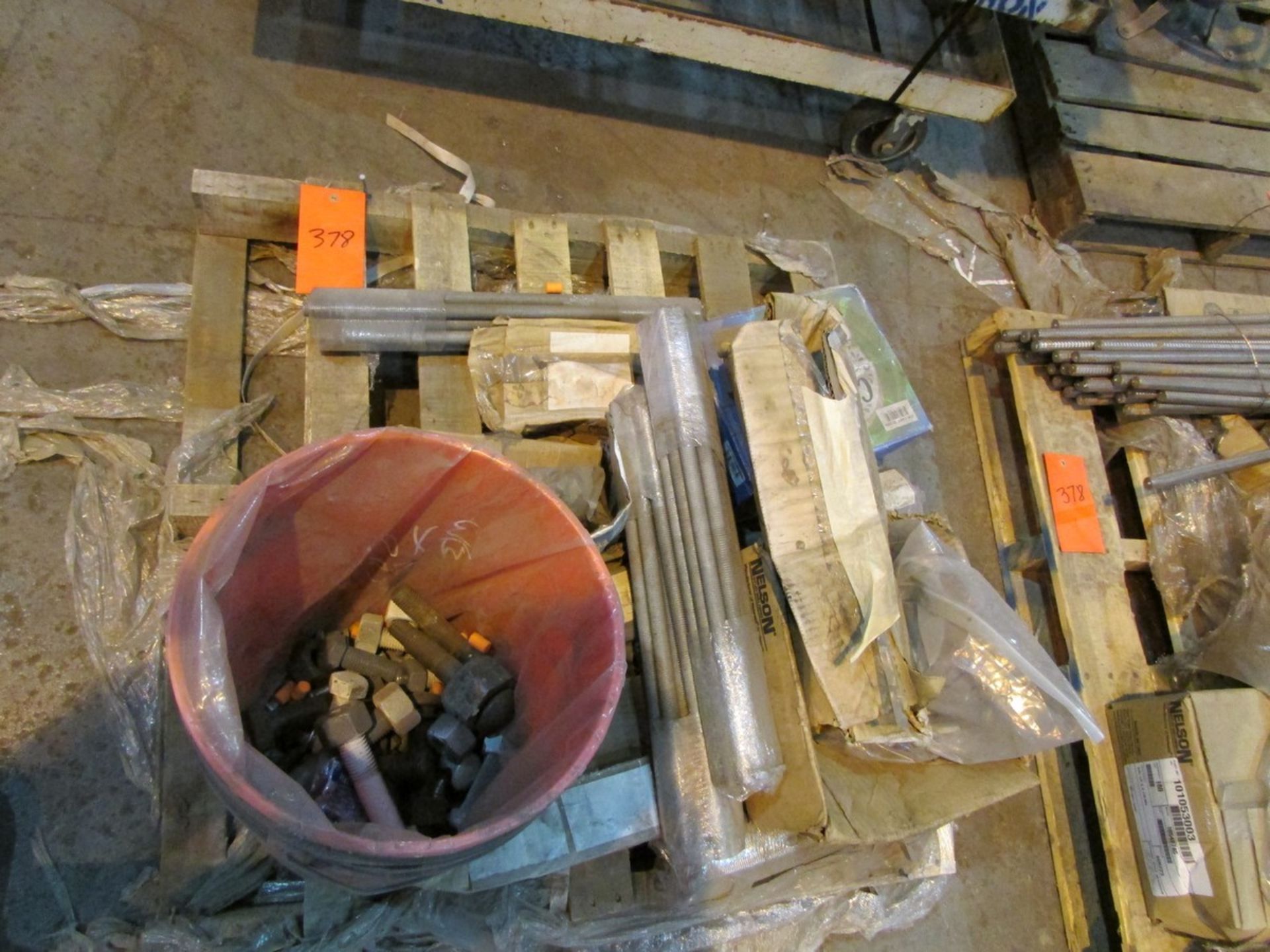 Pallet w/ 3 Pails of Safety Beamers, Pallet w/ Rebar & Pallet w/ Threaded Rod & Fasteners - Image 3 of 3