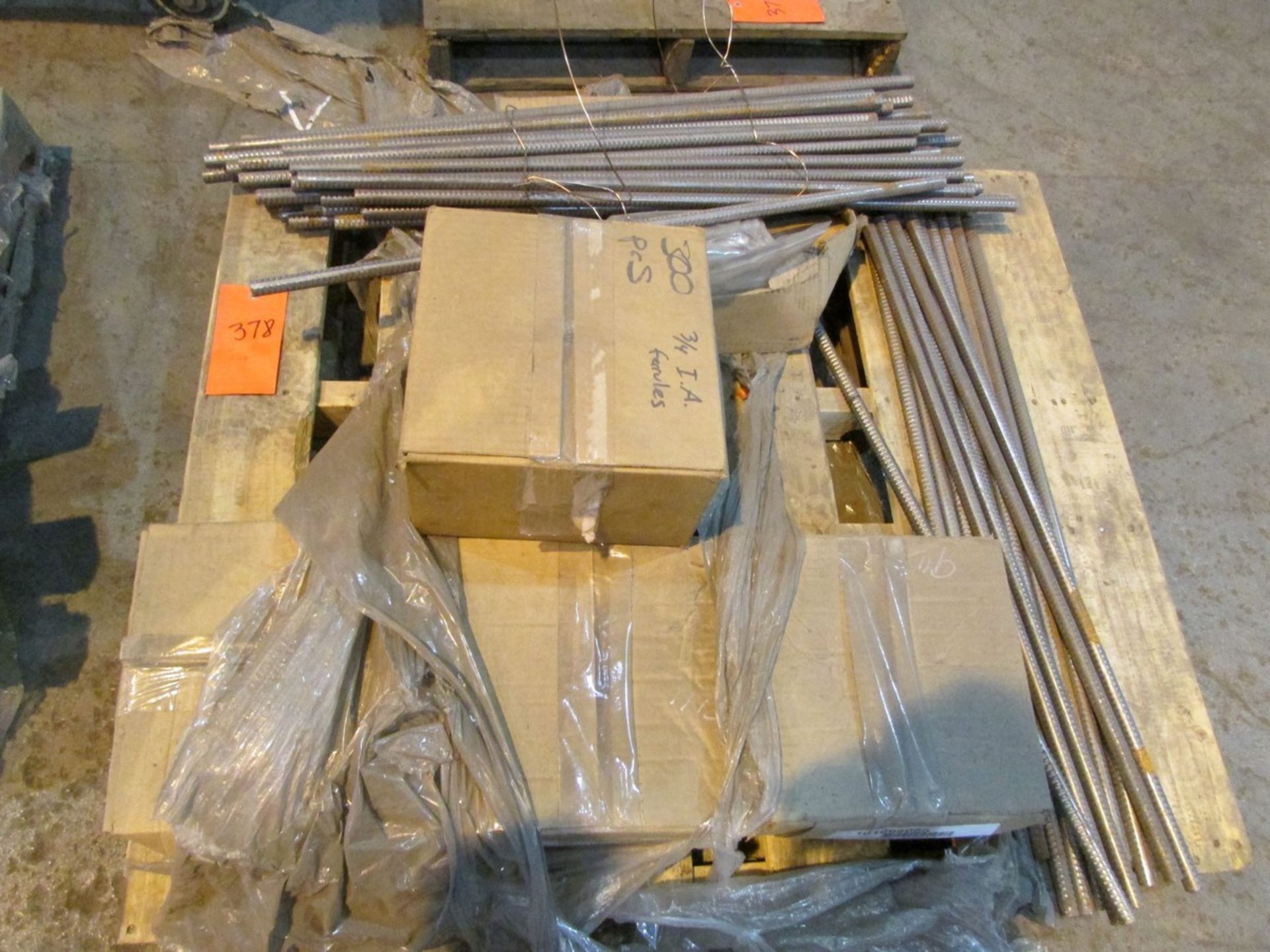 Pallet w/ 3 Pails of Safety Beamers, Pallet w/ Rebar & Pallet w/ Threaded Rod & Fasteners - Image 2 of 3