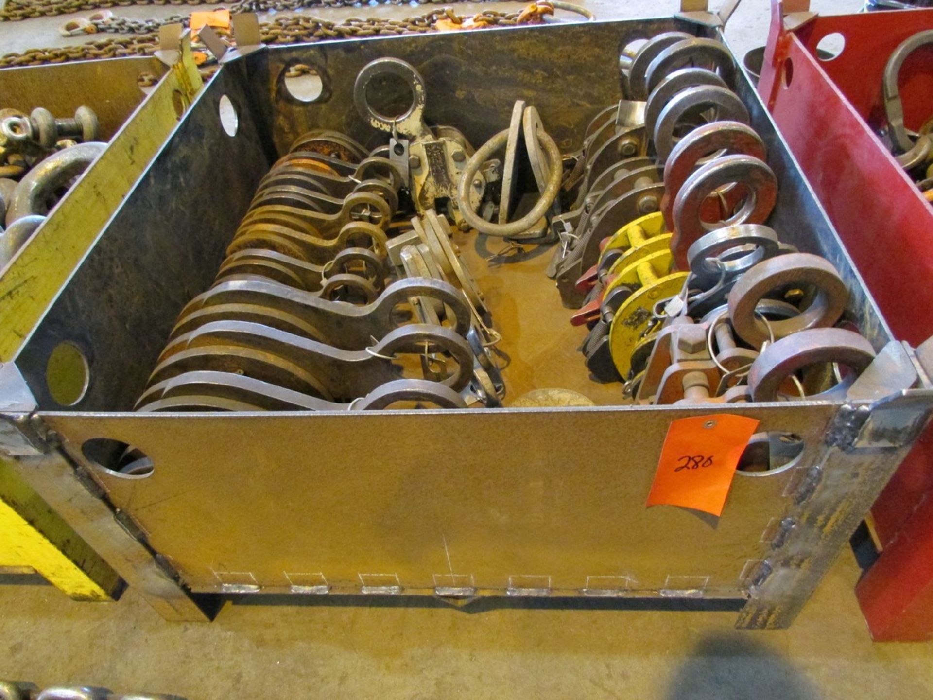 Metal Skip w/ Quantity of Plate Clamps