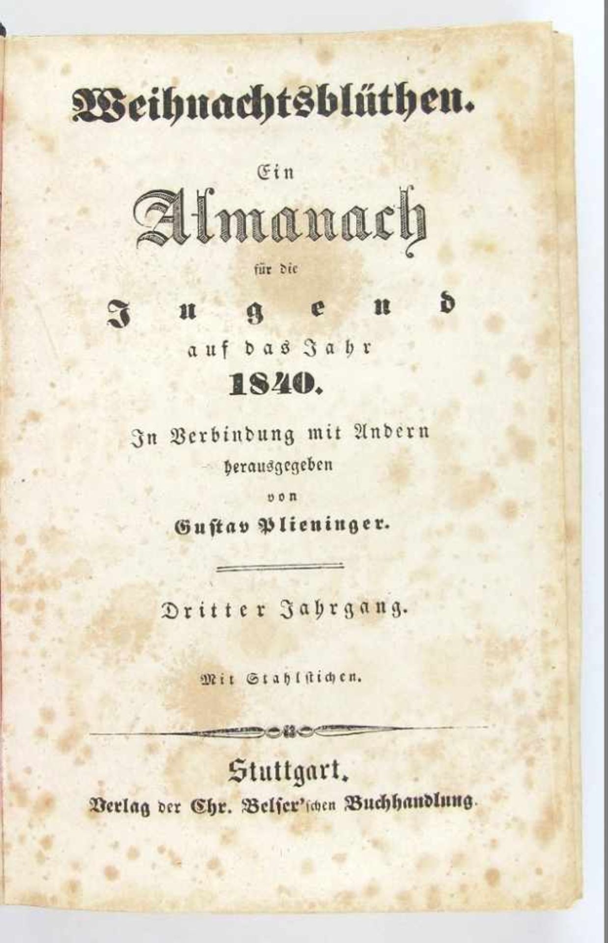 Almanach: Plieninger, Gustav (Hrsg.). Weihnachtsblüthen.<