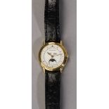 Feine goldene Jaeger-LeCoultre-Herrenarmbanduhr mit Vollkalender und Mondalter,