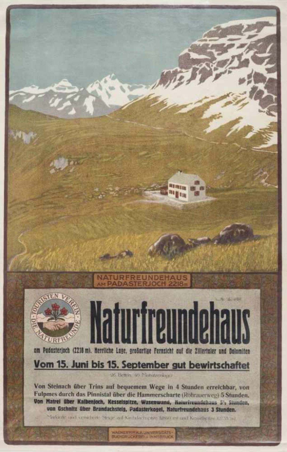 Plakat: Naturfreundehaus am Padasterjoch