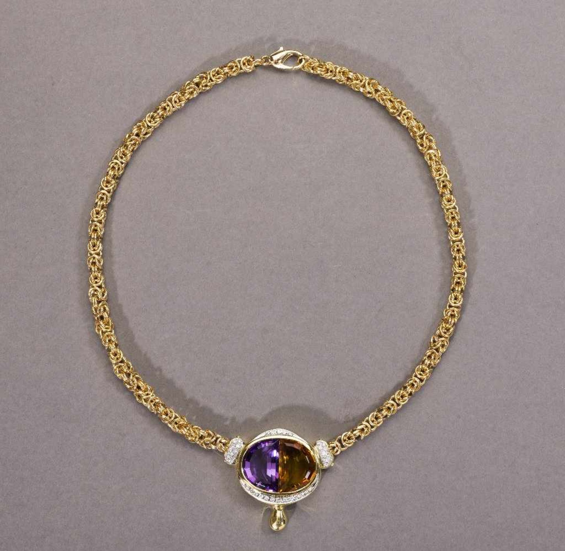 Prachtvolles Amethyst-/Citrincollier. - Bild 2 aus 2