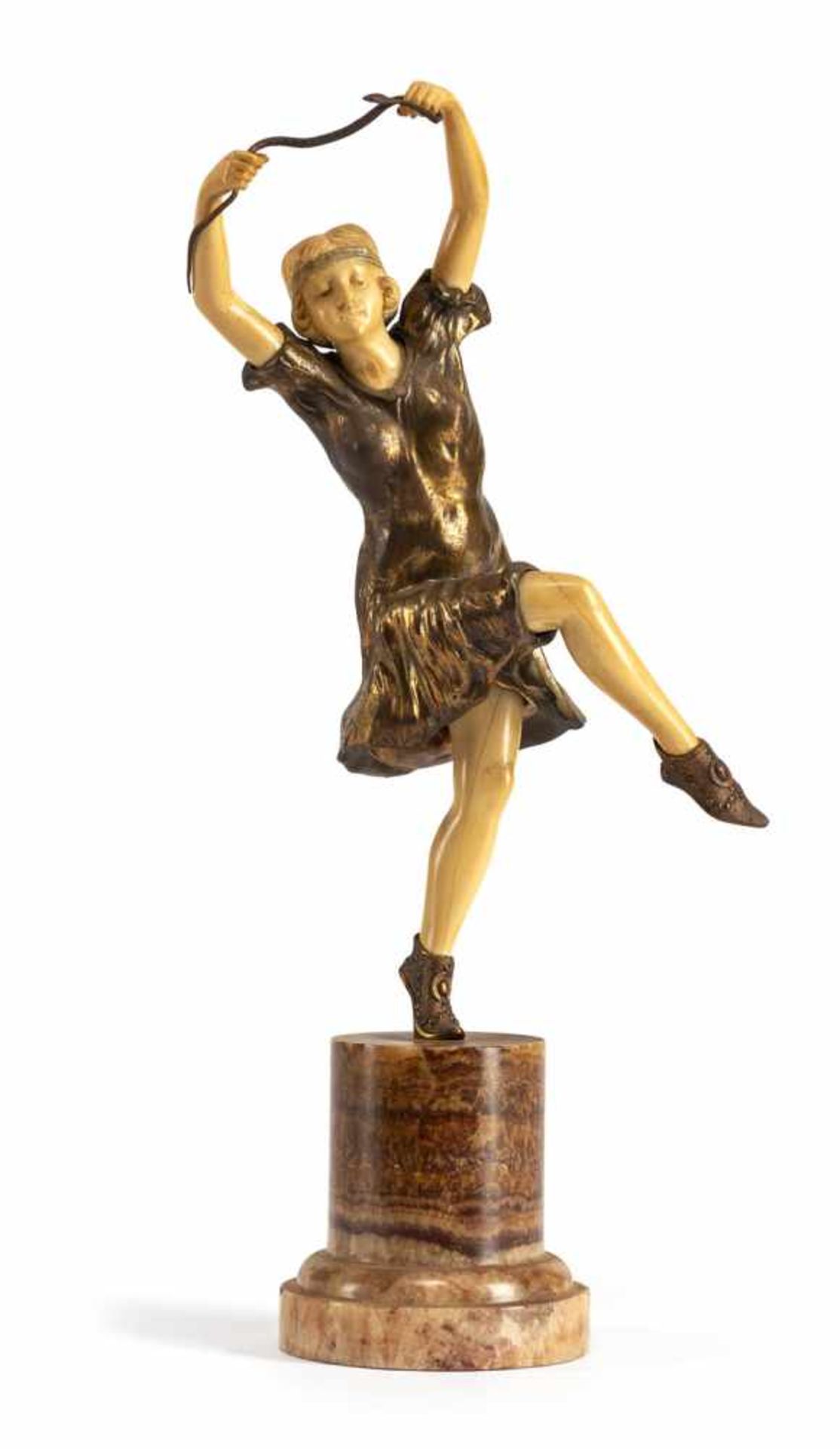 GORY, AFFORTUNATO (before 1895-1925).A CHRYSELEPHANTINE FIGURE OF A SNAKE DANCER. Signed A Gory