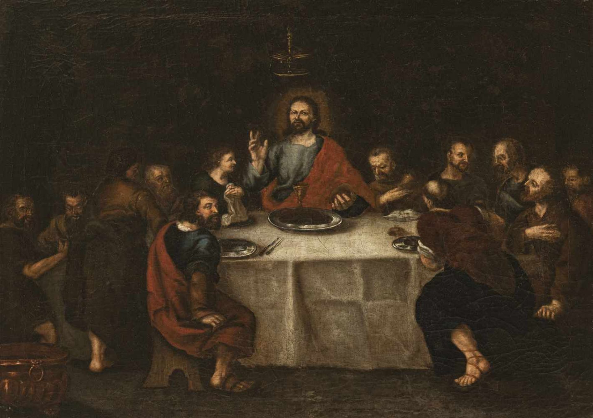 SOUTHERN GERMANY (C.1800). The Last Supper. Oil/canvas. Probably in the original frame.