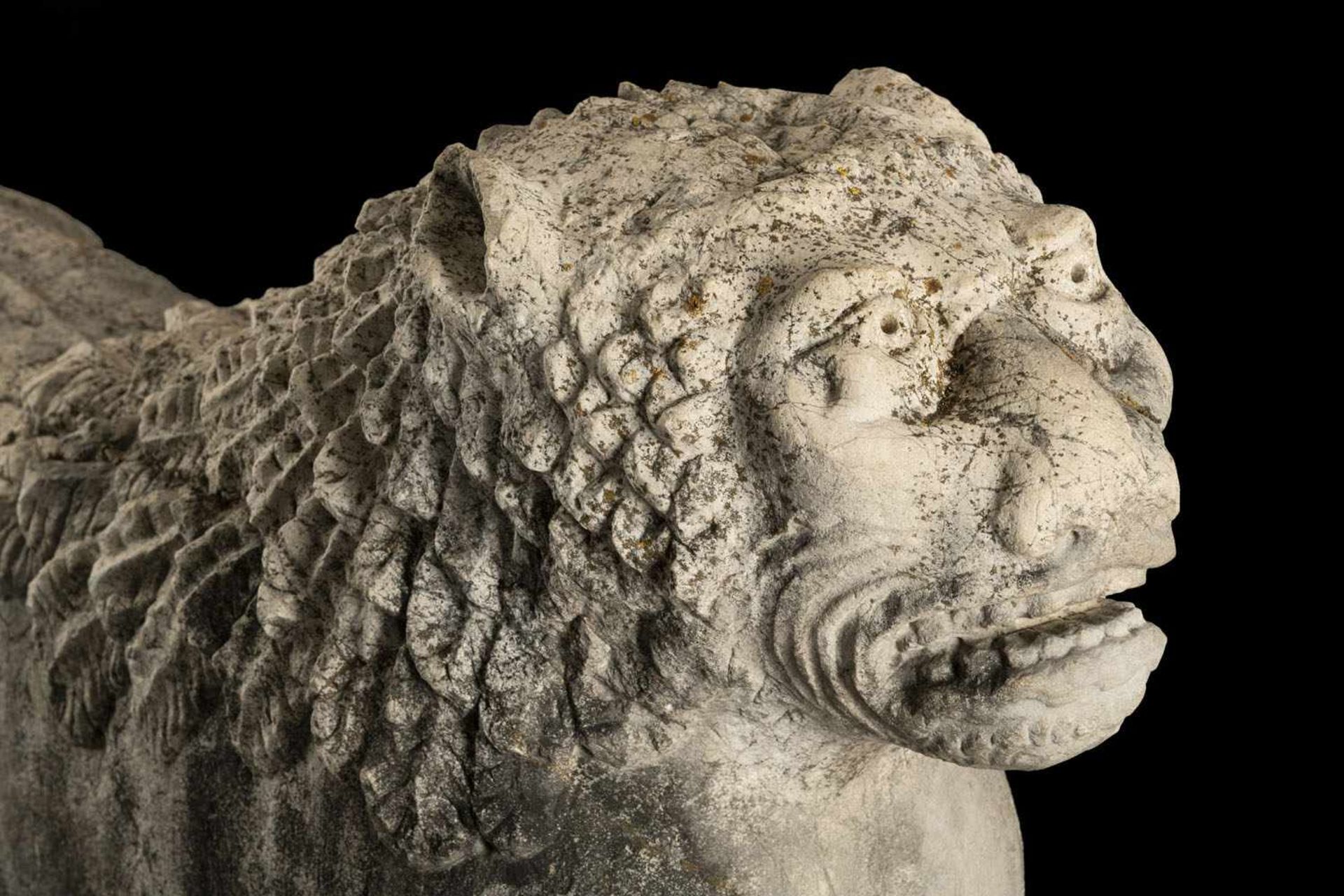 A LARGE ROMANESQUE RECUMBENT LION, Northern Italy, probably 12th/13th century. Limestone, carved - Bild 6 aus 6